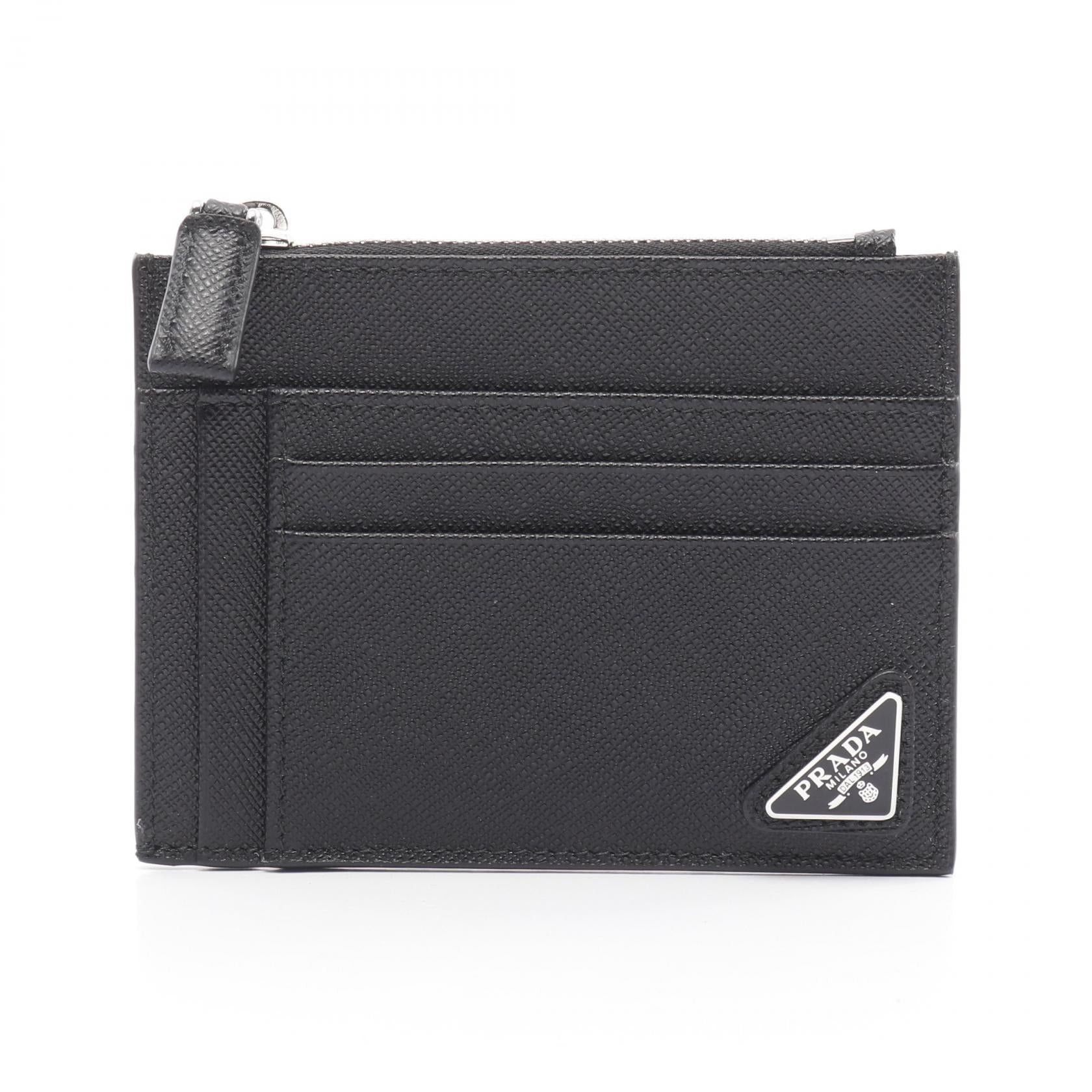 Prada Prada - Trifold Wallet Leather Black Saffiano Triangle Logo