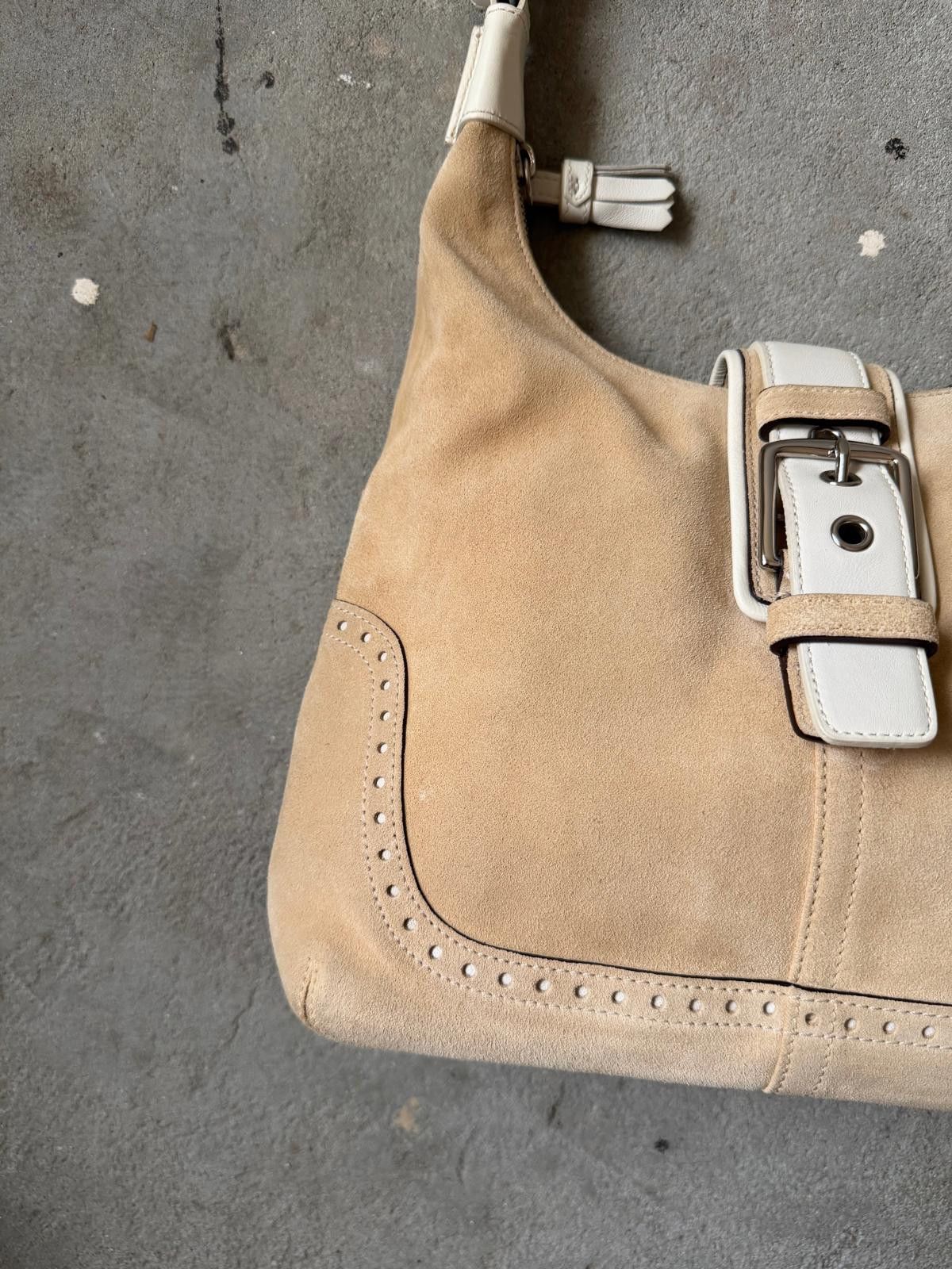 Coach Coach Suede Hampton Hobo Shoulder Bag Beige/White Size ONE SIZE - 2 Thumbnail
