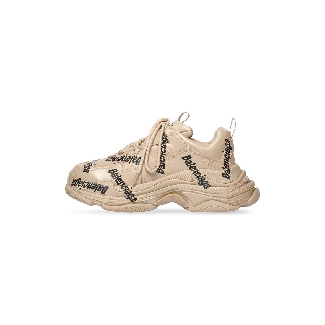 Balenciaga o1mt1gz0325 Triple S Logotype Sneakers in Beige Size US 6 / IT 36 - 4 Thumbnail