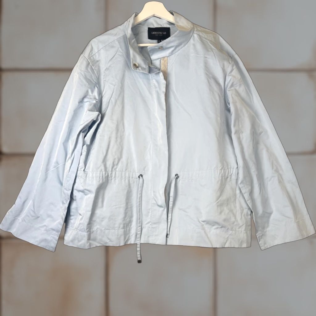 Vintage Lafayette 148 New York Light Blue Full Zip Up Moto Jacket Coat XL Women’s Blue Jacket Basic Zip Up | Lafayette 148 New York | Women XL Blue Jacket Size XL / US 12-14 / IT 48-50 - 1 Thumbnail