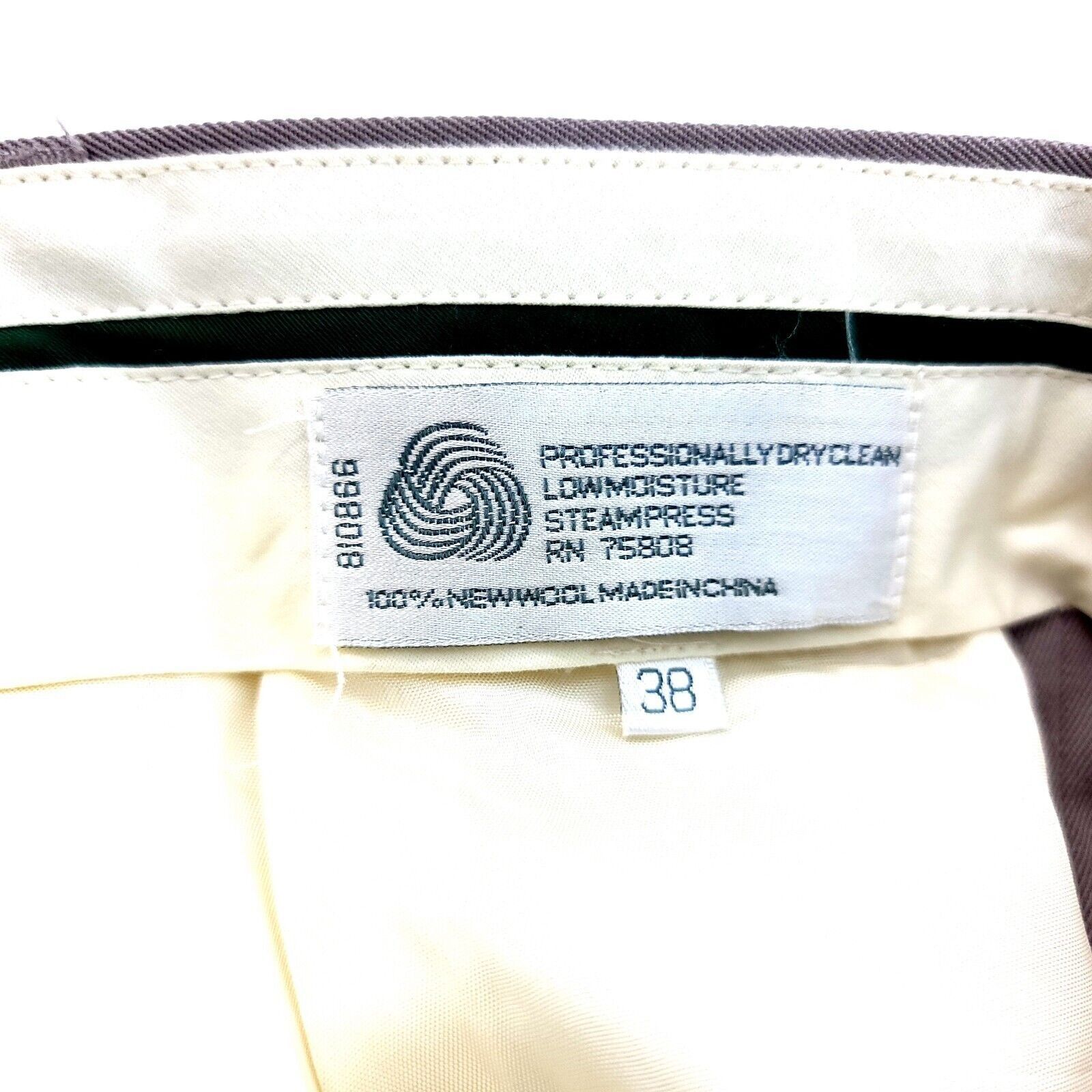 Designer Greg Peters Gray Beige No Belt Loops Wool Pleated Cuffed Dre Size 34S - 4 Thumbnail