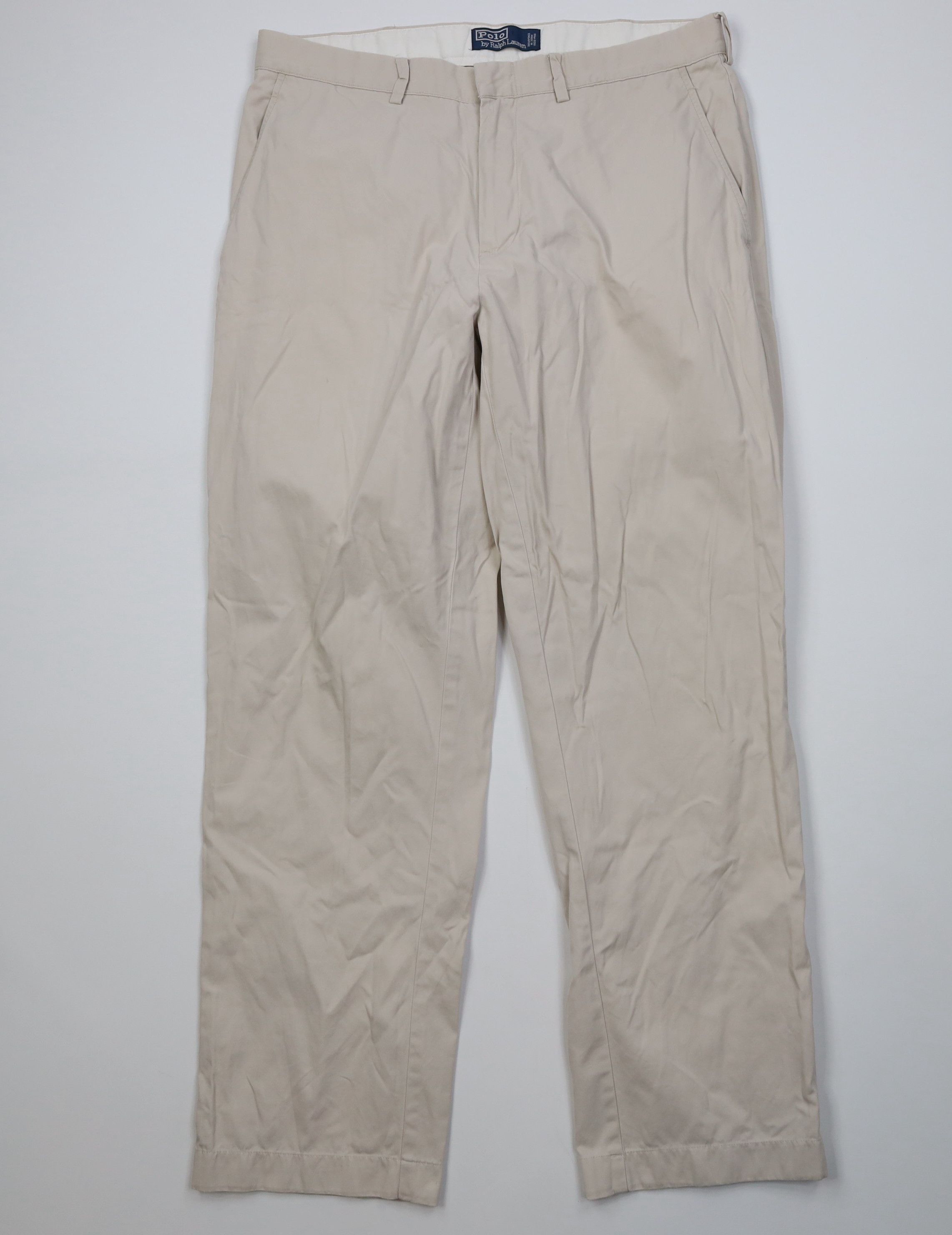 Polo Ralph Lauren Vintage 90s Ralph Lauren Wide Leg Chino Pants Beige Cotton Size US 34 / EU 50 - 1 Thumbnail