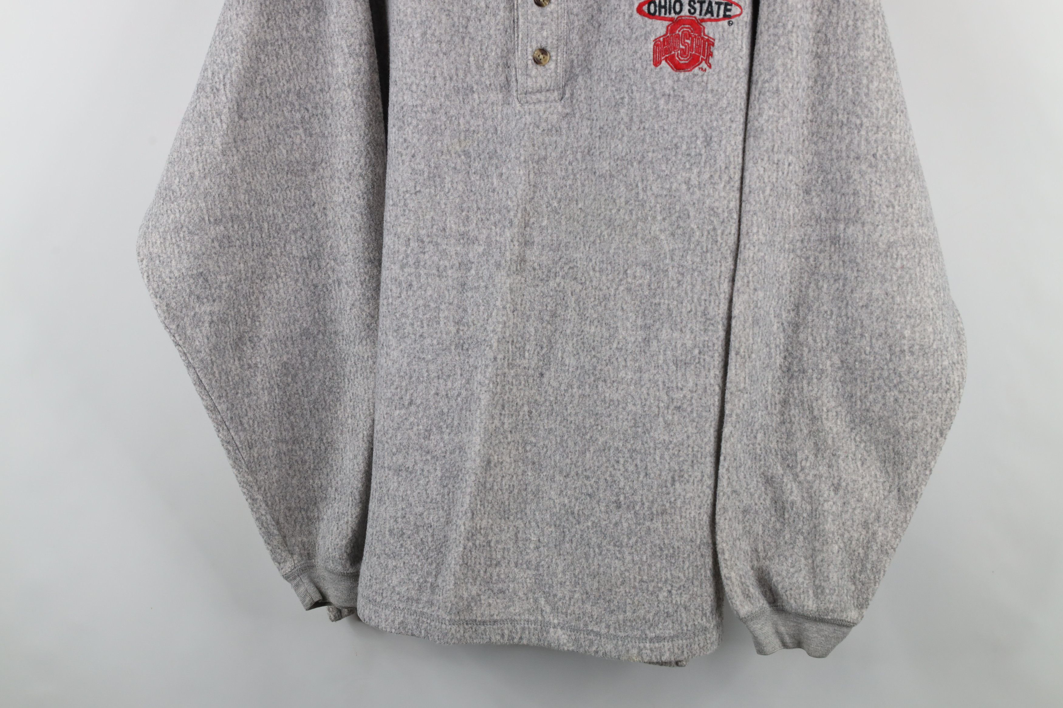 Vintage Vintage 90s Fleece Ohio State University Henley Sweatshirt Size US XL / EU 56 / 4 - 3 Thumbnail