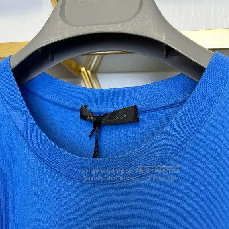 Versace Versace Summer Light Blue Cotton Embroidered Tee . Size US M / EU 48-50 / 2 - 2 Thumbnail