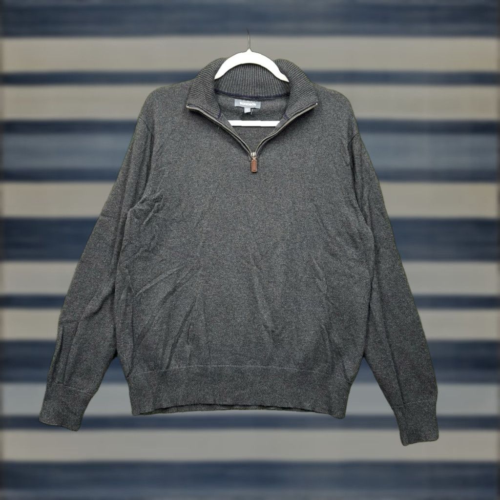 Bonobos Bonobos Mens Large Gray Half Zip Pullover Sweater Cotton Cashmere Lightweight Mock Neck 1/4 Zip All Seasons Size US L / EU 52-54 / 3 - 1 Thumbnail