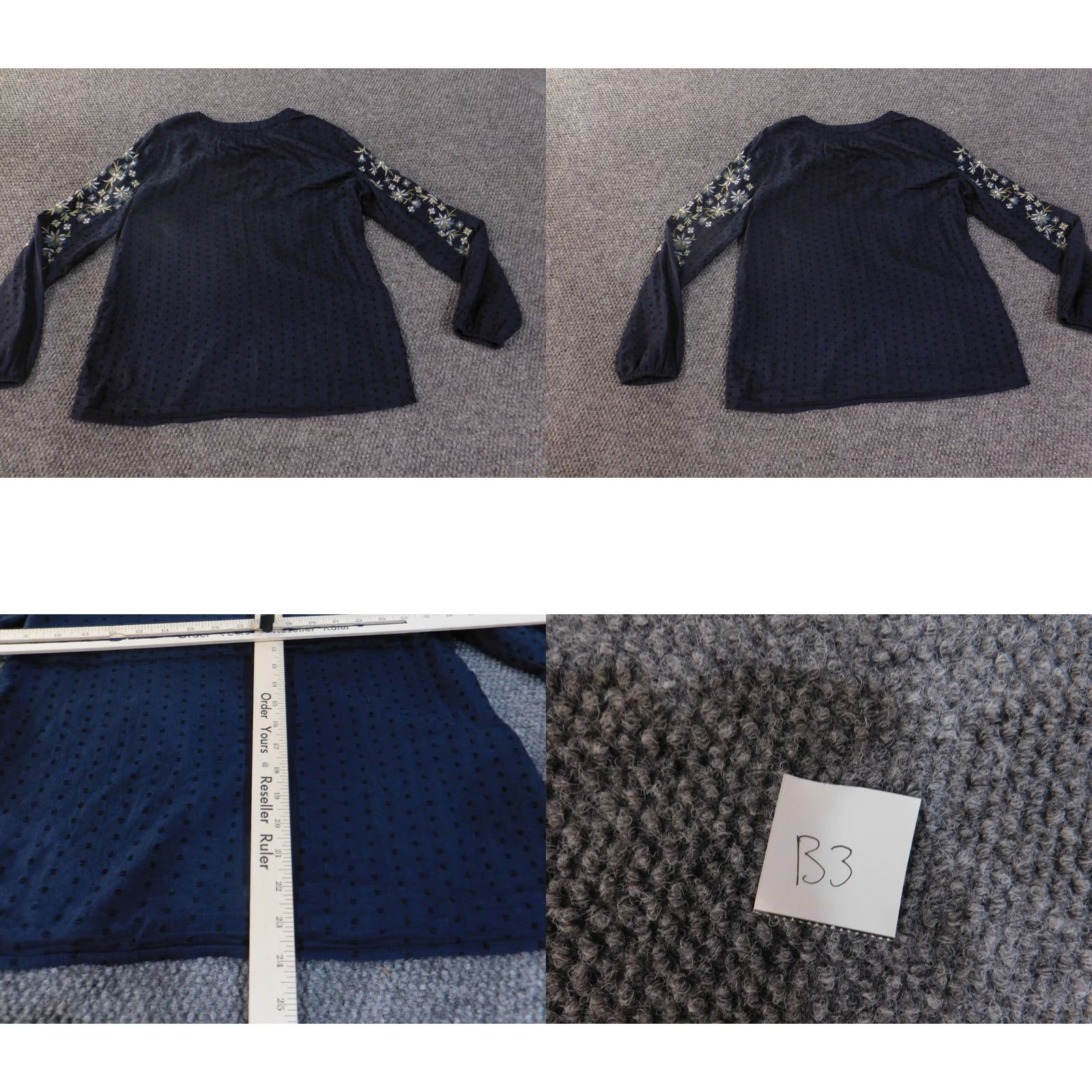 J. Jill J. Jill Top XS Blue Floral Embroidered Pullover Casual Womens Rayon Cotton Eyelet Round Neck Size XS / US 0-2 / IT 36-38 - 8 Thumbnail