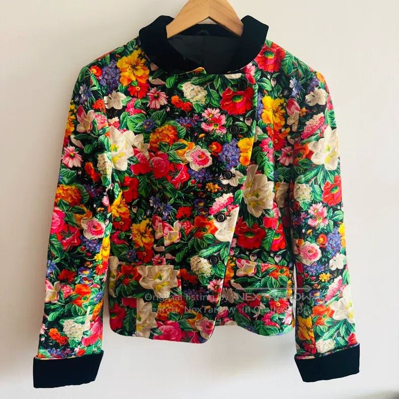 Kenzo Kenzo Jungle Series 1980s Floral Velvet Collar Wool Jacket Size M / US 6-8 / IT 42-44 - 2 Thumbnail