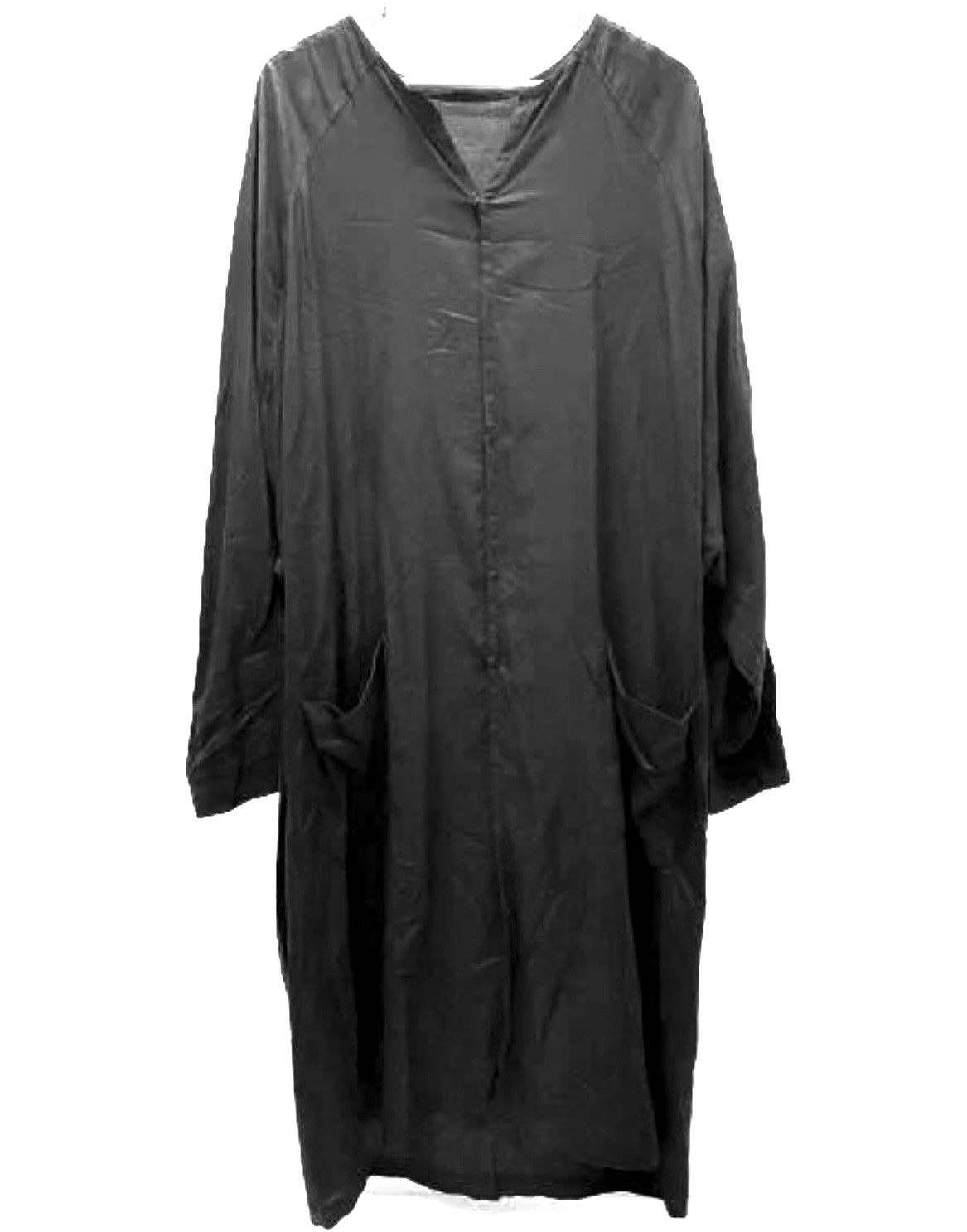 image of Yohji Yamamoto Ss18 Collarless Shirt Long Outwear in Black, Men's (Size Small)