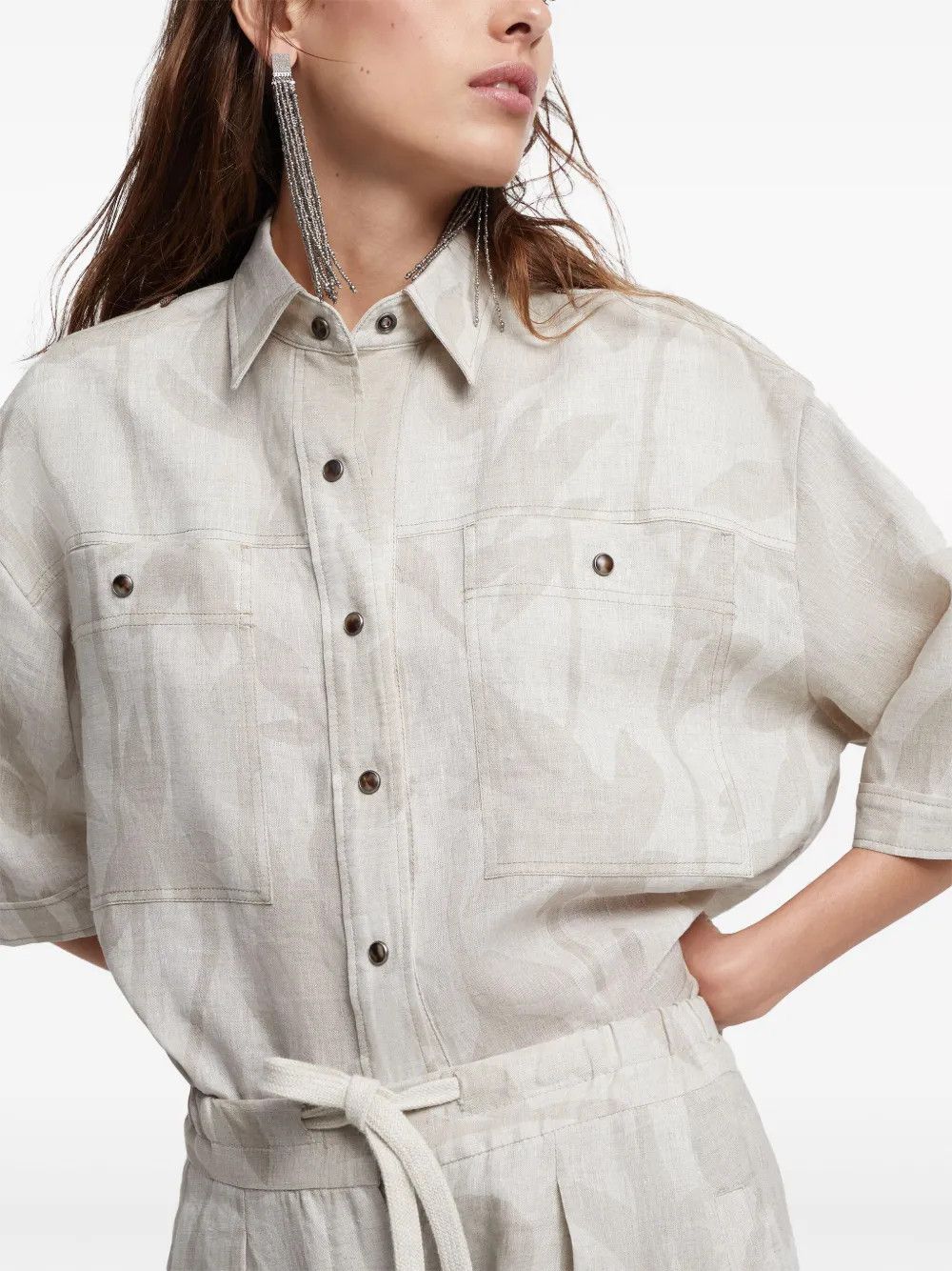 Brunello Cucinelli o1la1rc1a0425 Blouse in Beige Size S / US 4 / IT 40 - 4 Thumbnail