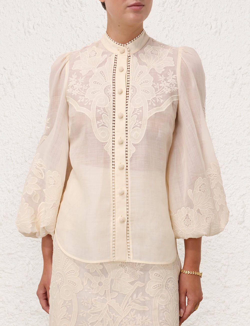 Zimmermann oc11z0525 Ottie Embroidered Blouse in Cream Size S / US 4 / IT 40 - 5 Thumbnail