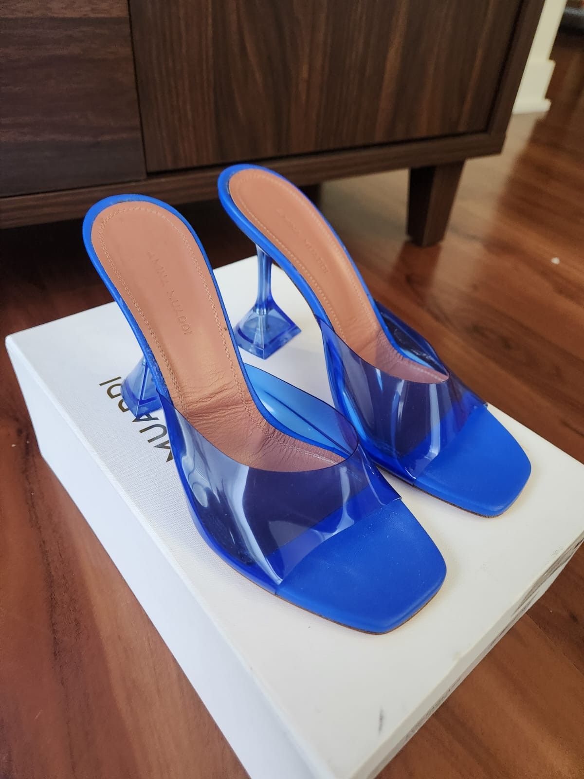 Amina Muaddi Lupita Glass PVC and leather mules size 38.5 Size US 8.5 / IT 38.5 - 1 Thumbnail