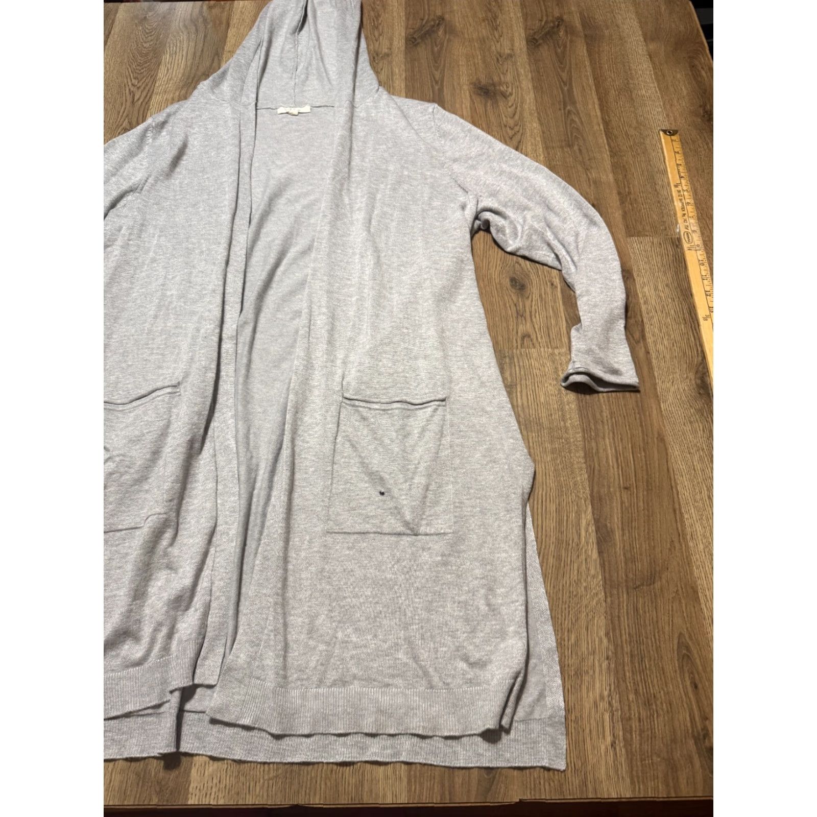 Vintage Peyton Promise Sweater Cardigan Hooded, Women's Plus 1X, Gray, Long Open Knit, Open, Regular, Casual, Fall Winter Spring Summer, 1X, Women Size XL / US 12-14 / IT 48-50 - 4 Thumbnail