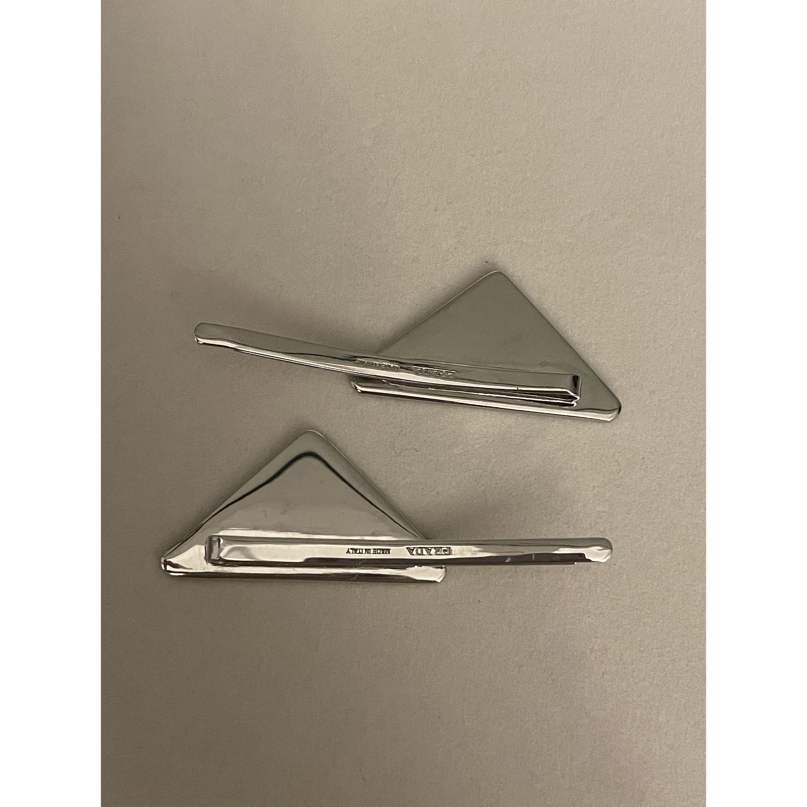 Prada Prada Milano Pink Triangle Logo Hair Clips With Silver-Tone Size ONE SIZE - 3 Thumbnail