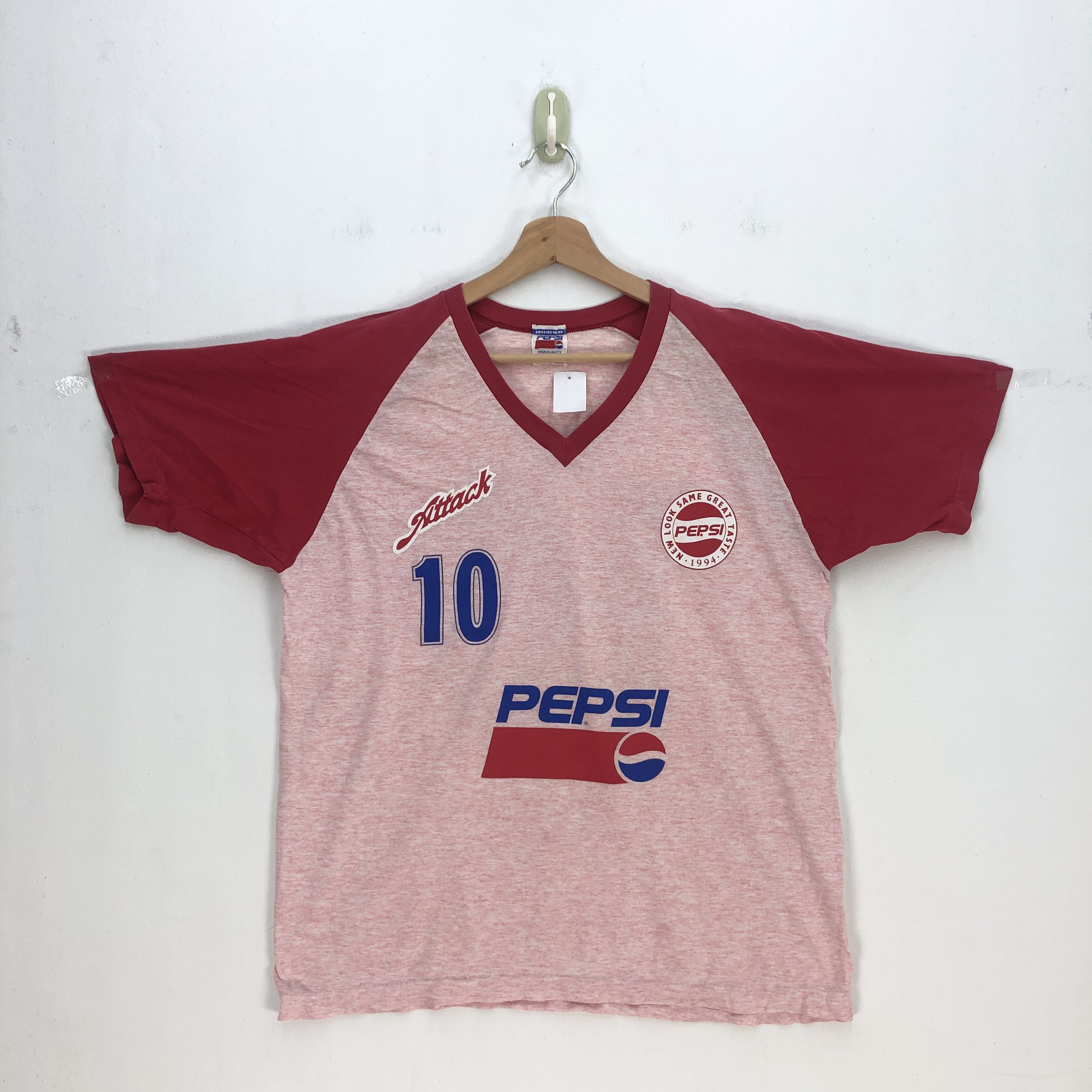 Pepsi Vintage 90s Pepsi T-Shirt Pepsi Soda V Neck Tees Size US L / EU 52-54 / 3 - 1 Thumbnail