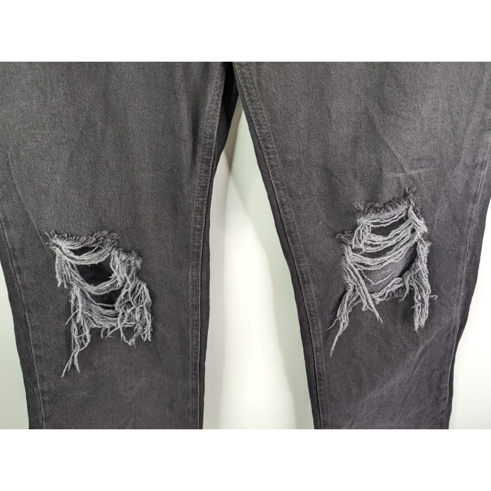 Free People Free People Jeans Maggie Mid Rise Straight Leg 30 Distressed Button Fly 90s Y2K Jeans Black Gray 100% Cotton Denim Women Vintage No Size 30" / US 8 / IT 44 - 4 Thumbnail