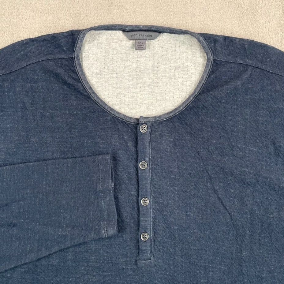 John Varvatos John Varvatos Collection Four Button Henley Shirt in Blue Wash Men 2XL NWOT Gift Size US XXL / EU 58 / 5 - 3 Thumbnail