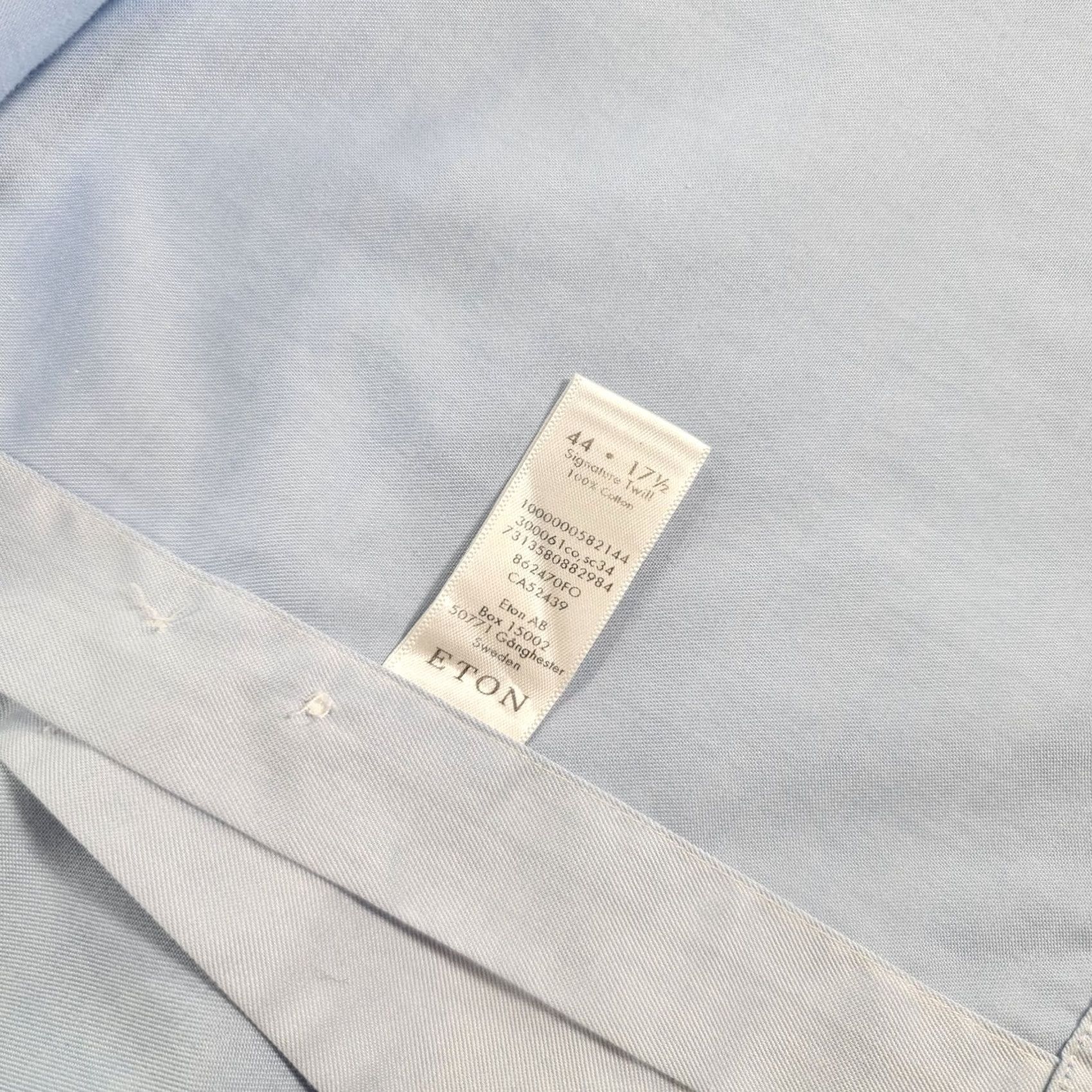 Eton Etón Mens Shirt Blue 17.5 Formal Dress Shirt Long Sleeve Button Up Slim 100% Cotton Regular 44cm Collar Point Mens Size US XXL / EU 58 / 5 - 8 Thumbnail