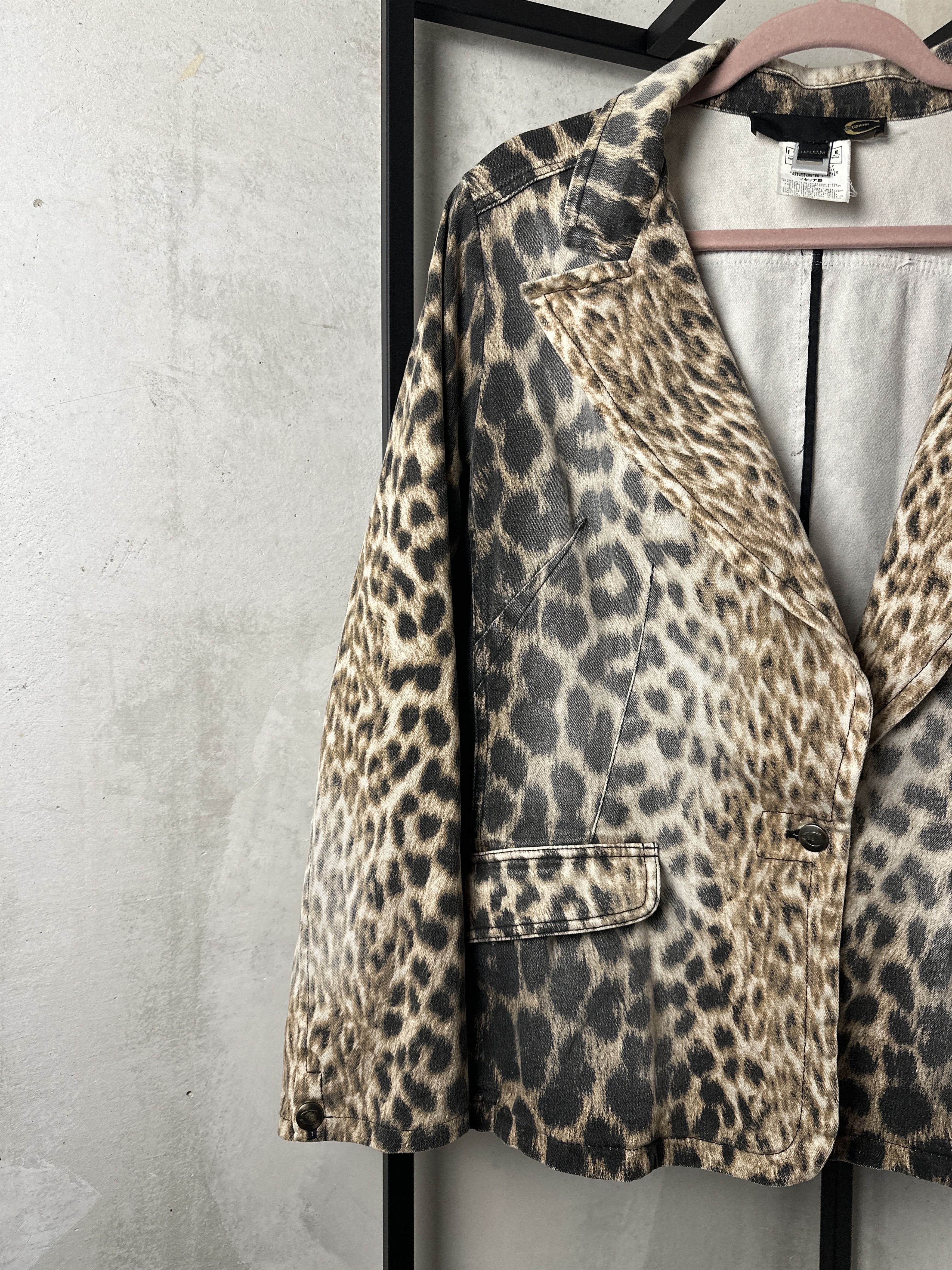 Just Cavalli Just Cavalli Designer Leopard Print Denim Jacket Size M / US 6-8 / IT 42-44 - 2 Thumbnail