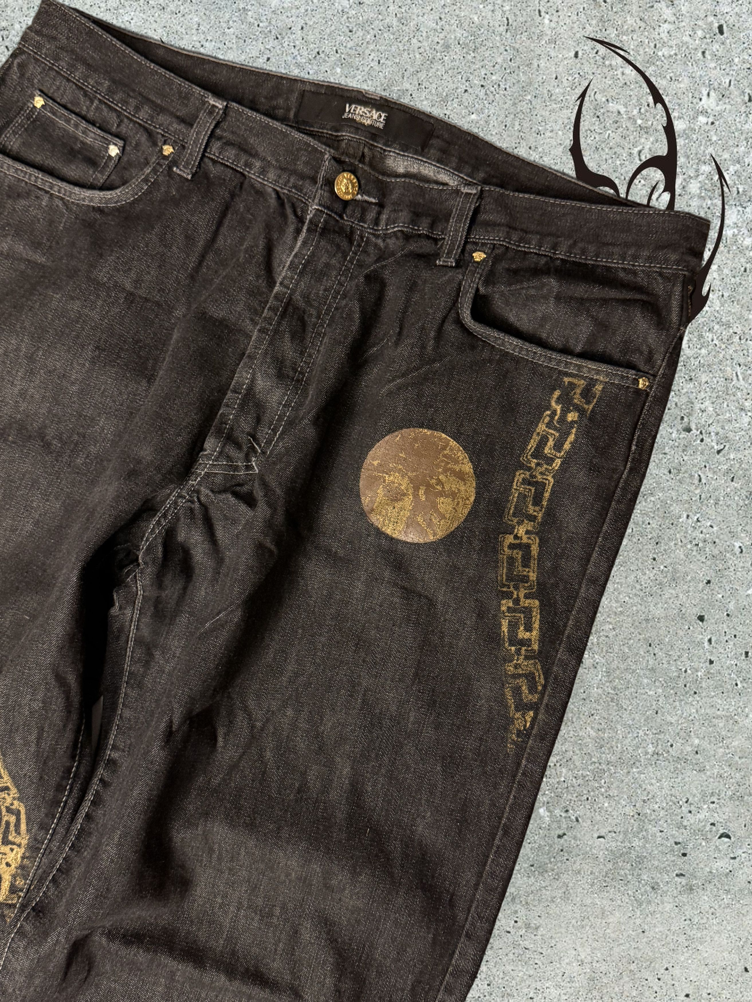 Versace Jeans Couture Very rare Y2K VJC black gold chain wraparound denim Size US 40 / EU 56 - 5 Thumbnail