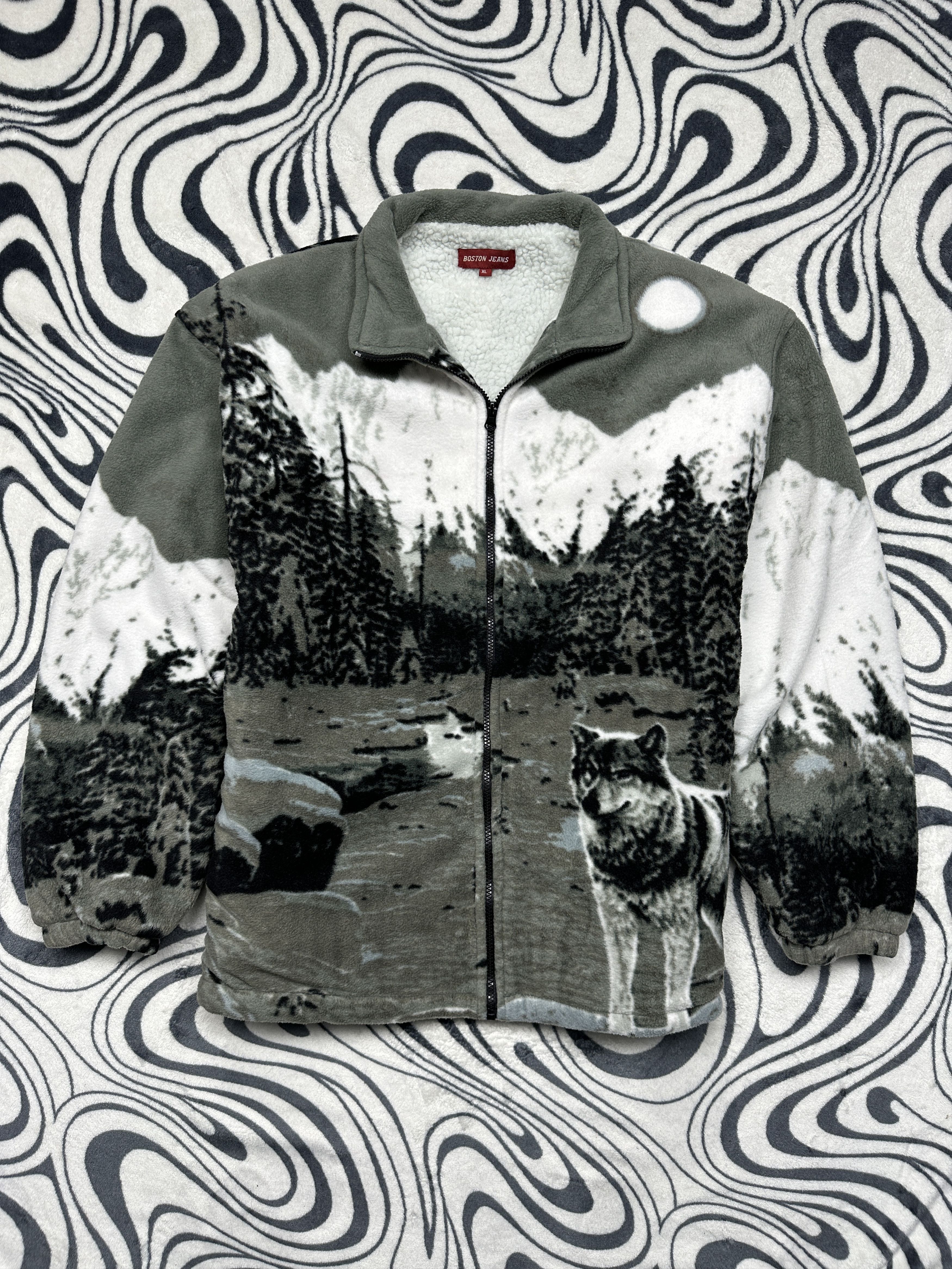 Other Wolf Vintage Animal Fleece Jacket Size US XL / EU 56 / 4 - 1 Thumbnail