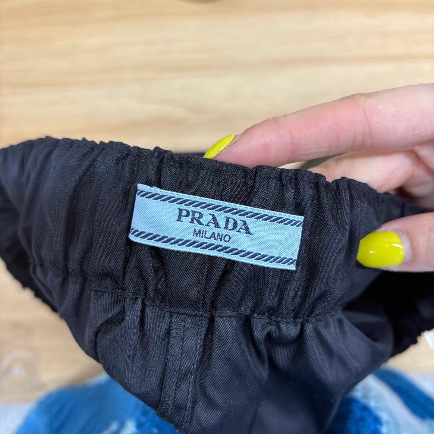 Prada Prada Parachute Black Elastic-Waist Shorts 42 NWOT Size 28" / US 6 / IT 42 - 3 Thumbnail