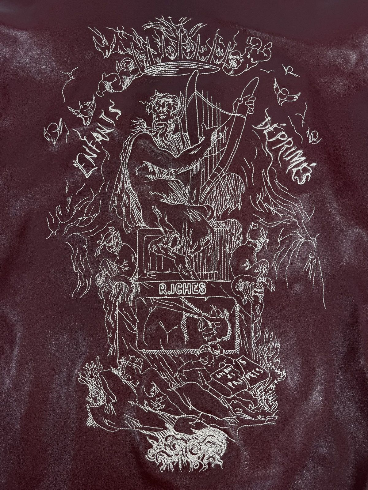 Enfants Riches Deprimes STISH EMBROIDERED BURGUNDY LEATHER JACKET Size US L / EU 52-54 / 3 - 8 Thumbnail
