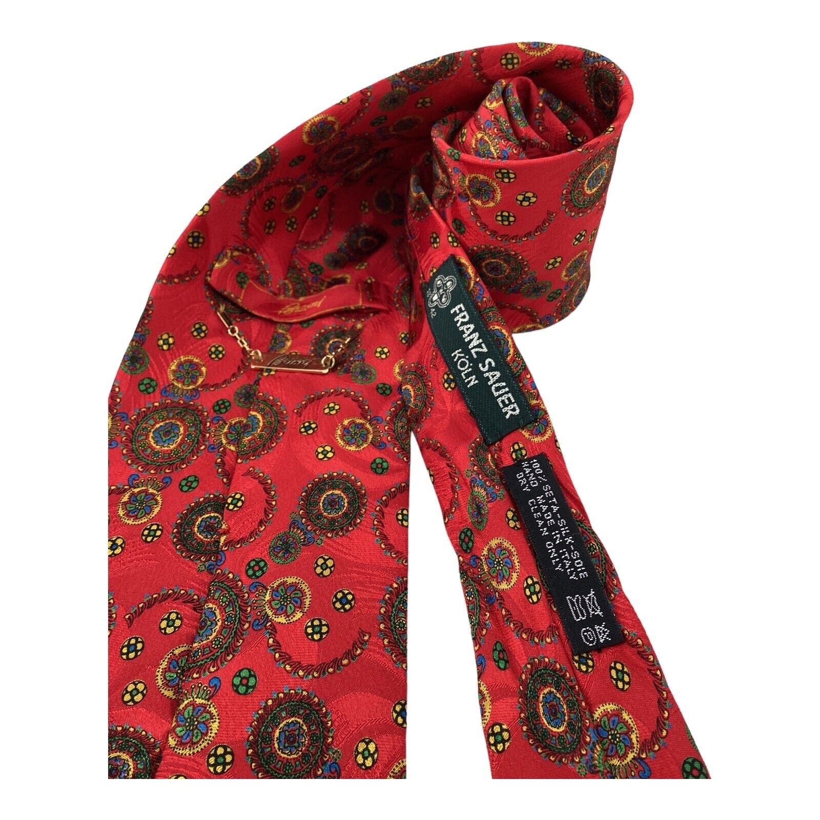 Brioni BRIONI Red Flower Print Luxury Designer Silk Tie Made In Ita Size ONE SIZE - 3 Thumbnail