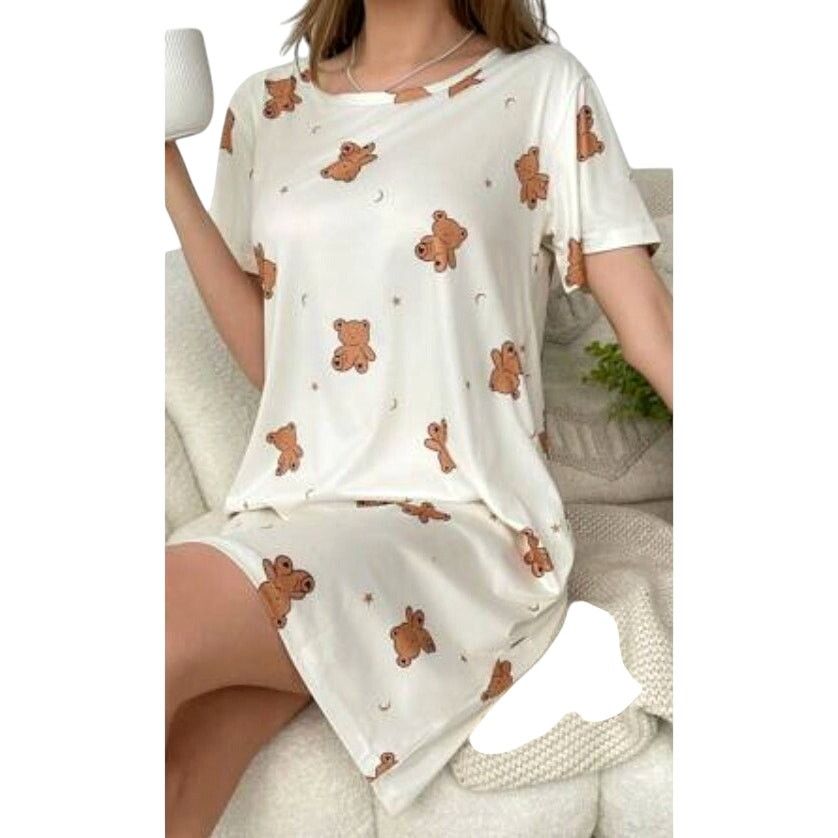 Shein Shein Bear Printed Pajama Short Sleeve Pajama T-Shirt Gown Size ONE SIZE - 2 Thumbnail