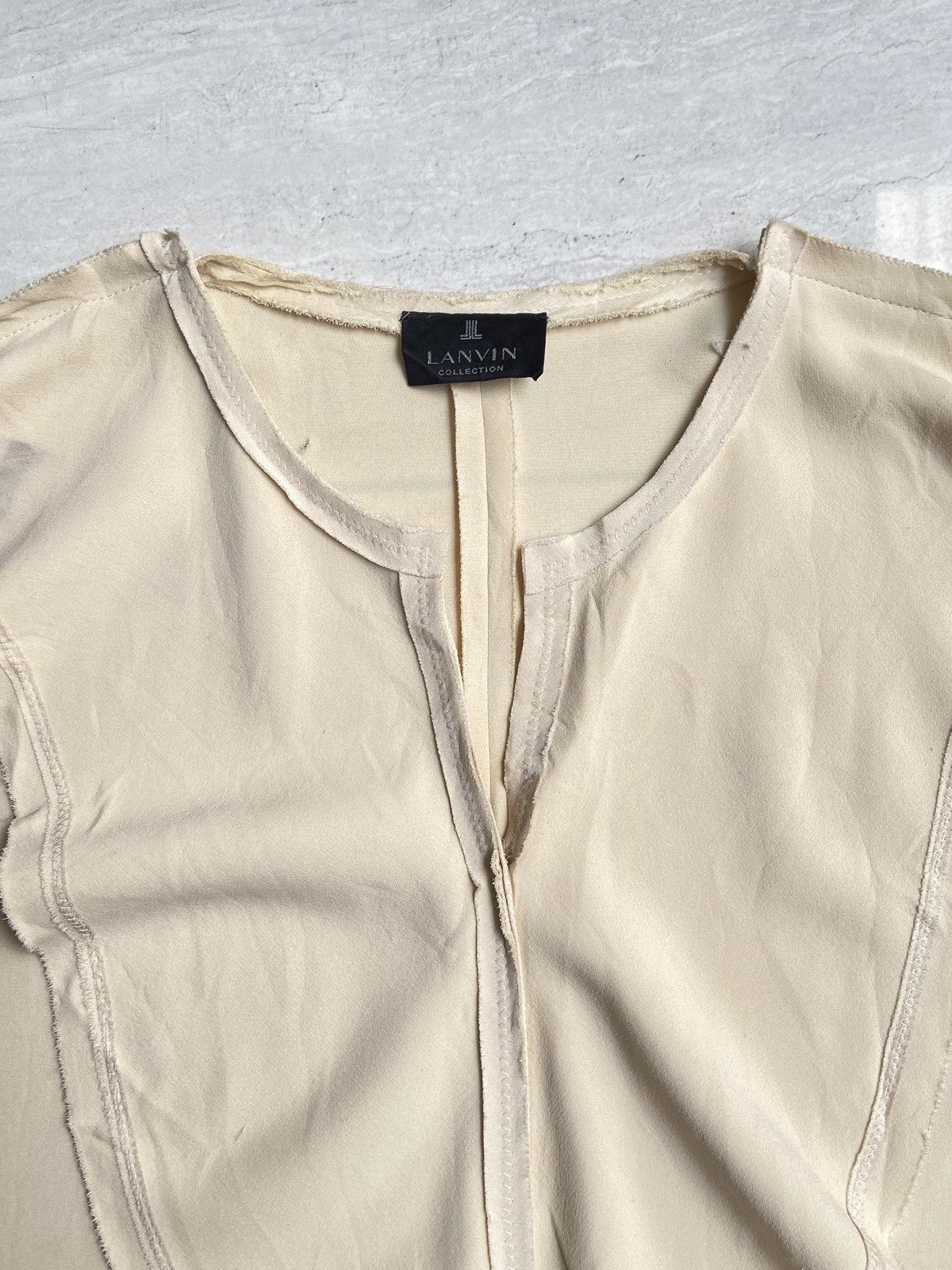 Lanvin LANVIN Collection Cream Blouse Size L / US 10 / IT 46 - 9 Thumbnail