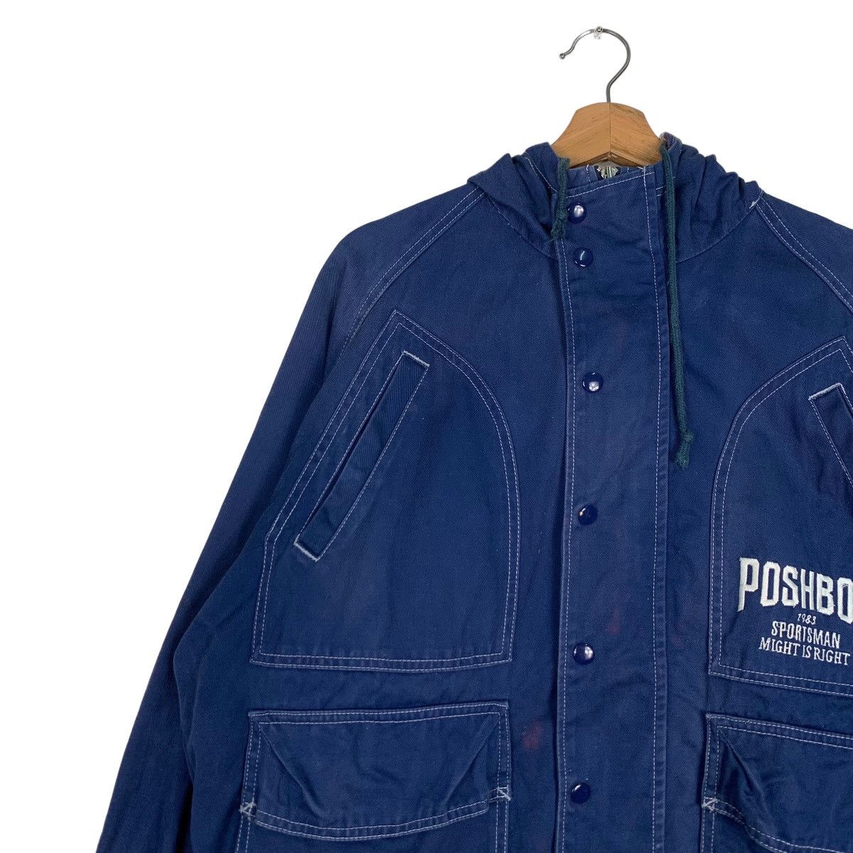 Japanese Brand POSH BOY Big Logo Hooded Chore Jacket #0579-C26 Size US L / EU 52-54 / 3 - 7 Thumbnail