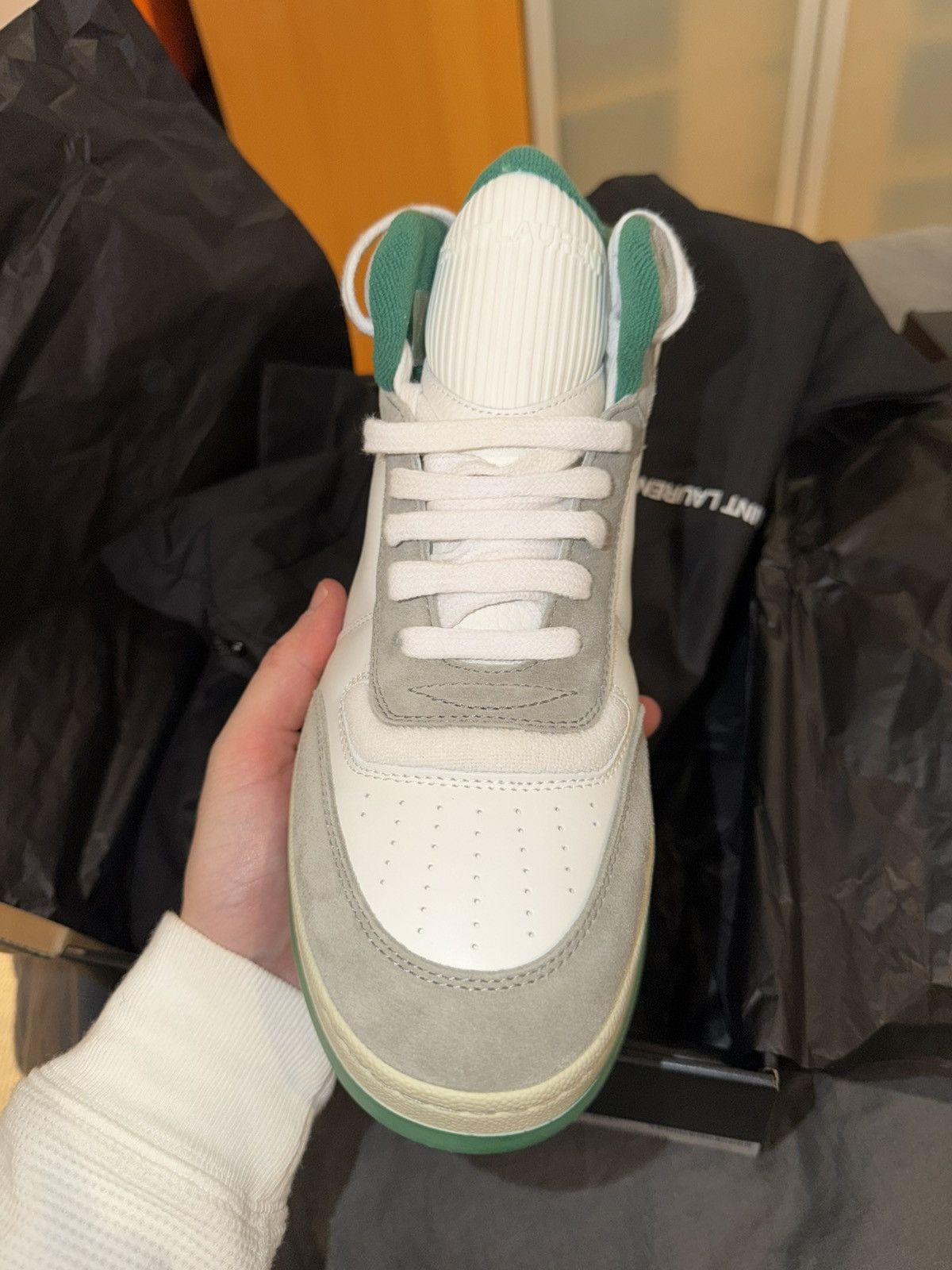 Saint Laurent Paris 🔥 Saint Laurent SL/80 Mid SneakerOff White Green Sz 42 🔥 Size US 9 / EU 42 - 2 Thumbnail
