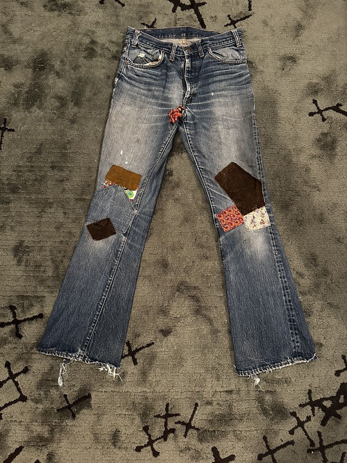 Levi's × Vintage Vintage 70’s Patchwork Big E Flared Orange Tab Levis Size US 29 - 3 Thumbnail
