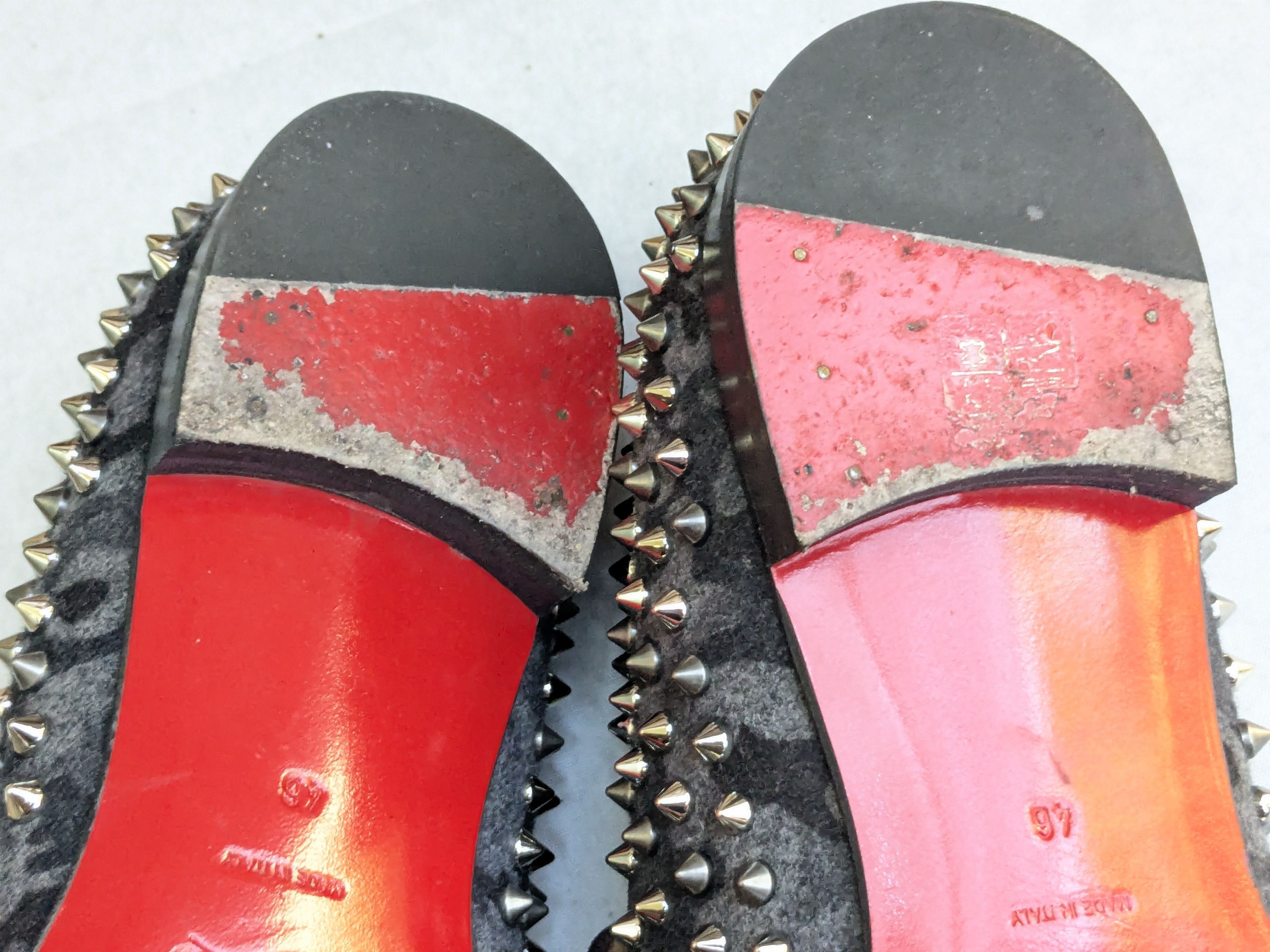 Christian Louboutin Christian Louboutin Spike Loafers Black Gray 13 46 Wool Size US 13 / EU 46 - 15 Thumbnail