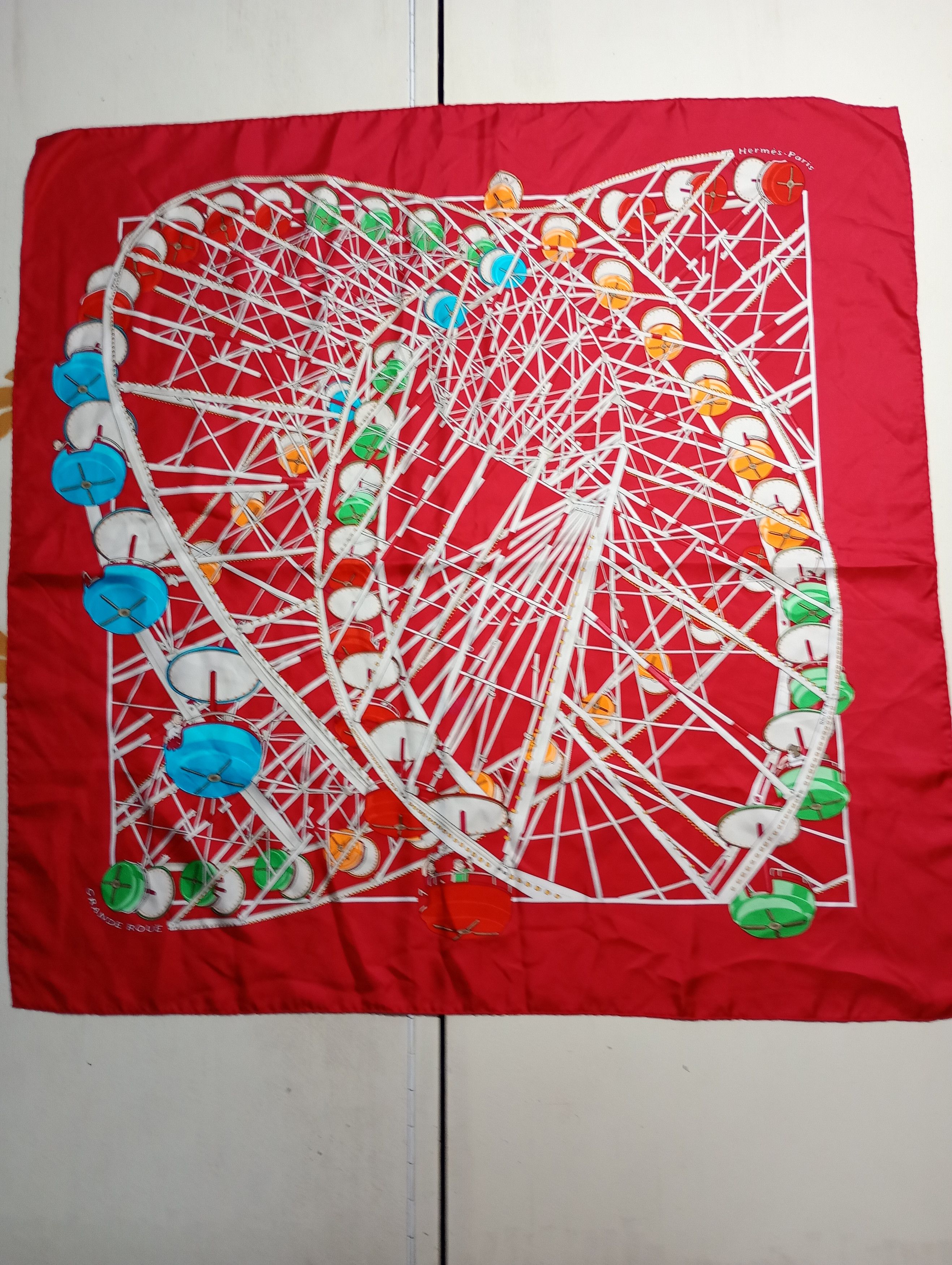 Hermes Hermès Red Grande Roue Carousel 90cm Silk Scarf Size ONE SIZE - 2 Thumbnail