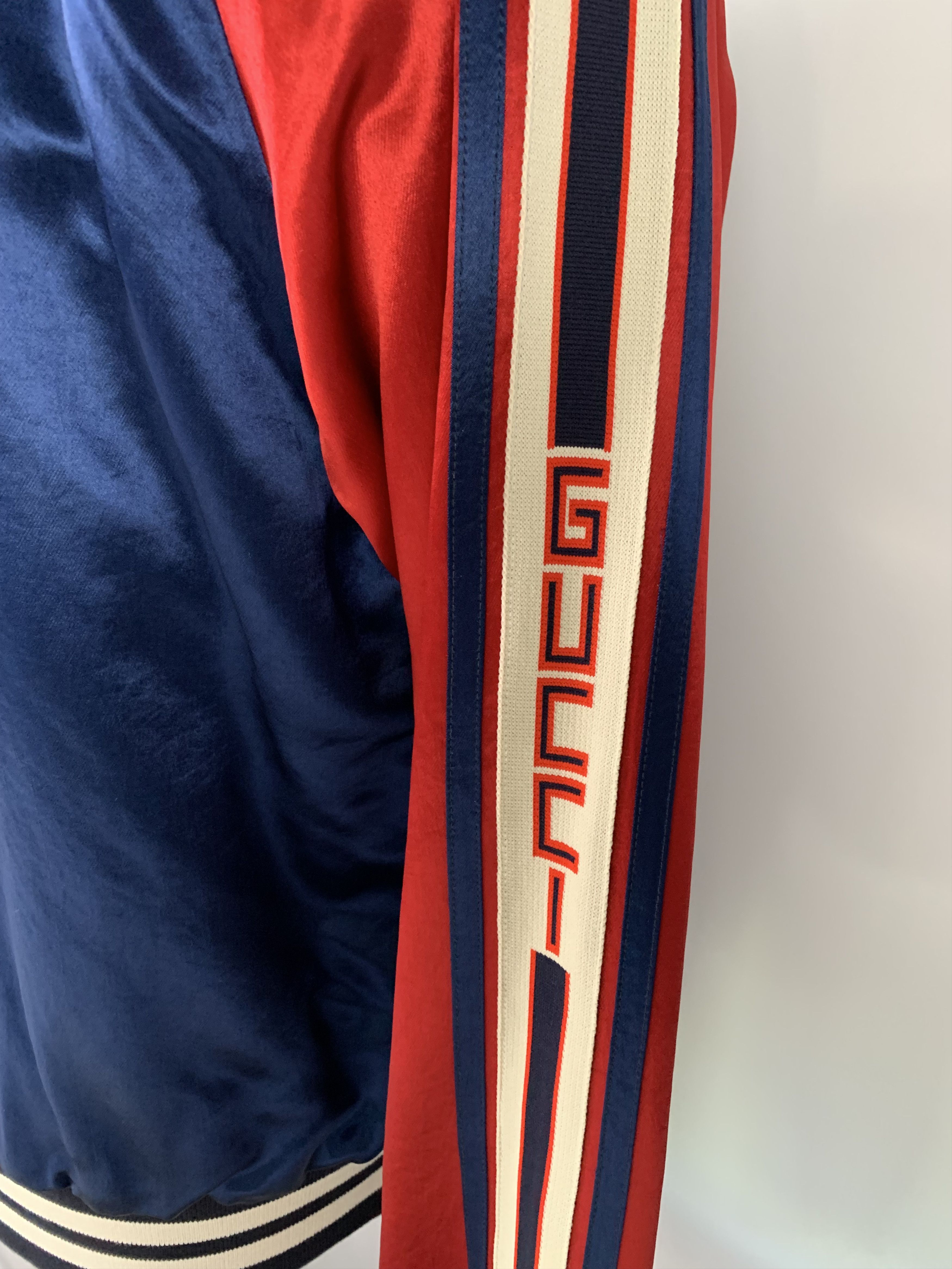Gucci Gucci Blue & Red Silk Bomber Jacket Size US L / EU 52-54 / 3 - 6 Thumbnail