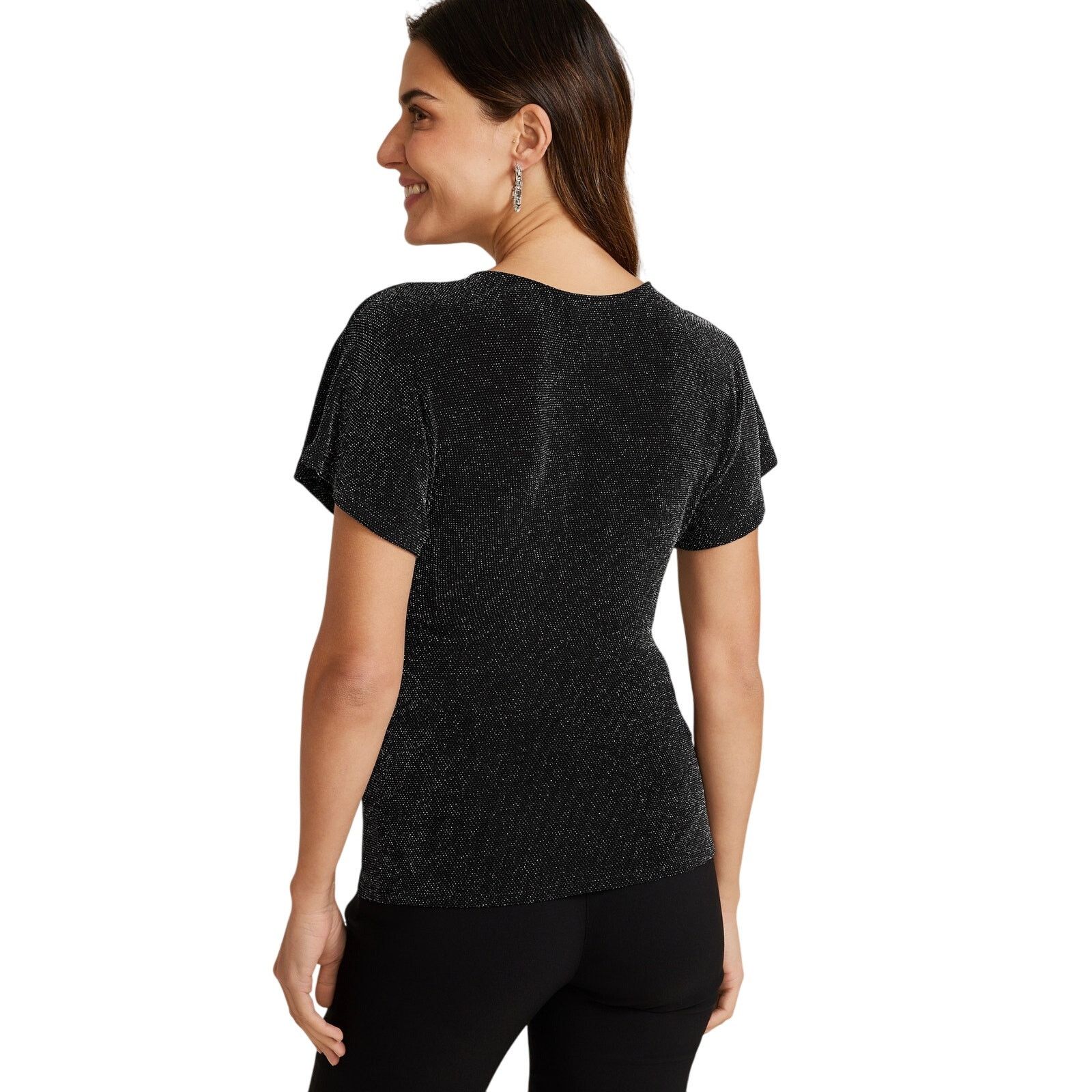 Other Maurices Shimmer Twist Front Blouse Glitter Holiday Belt Top Size M / US 6-8 / IT 42-44 - 2 Thumbnail