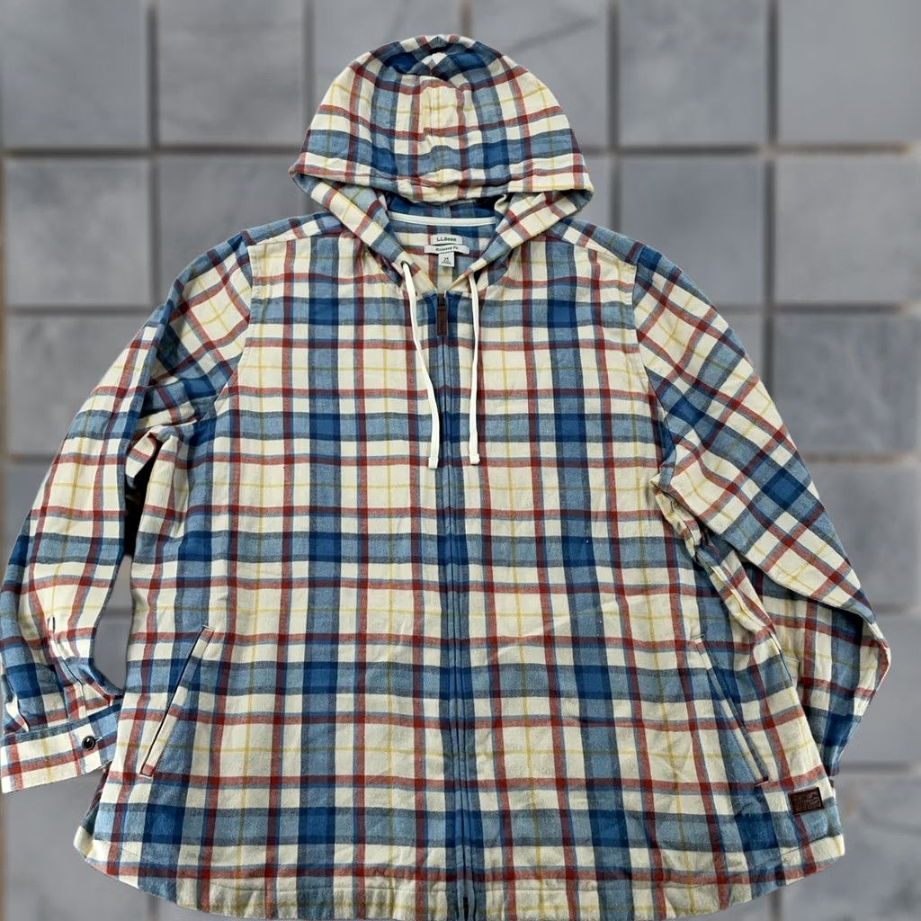 Vintage L.L. Bean Hooded Flannel Jacket Womens 3X Plaid Relaxed Fit Full Zip Hoodie Size XXL / US 16-18 / IT 52-54 - 1 Thumbnail