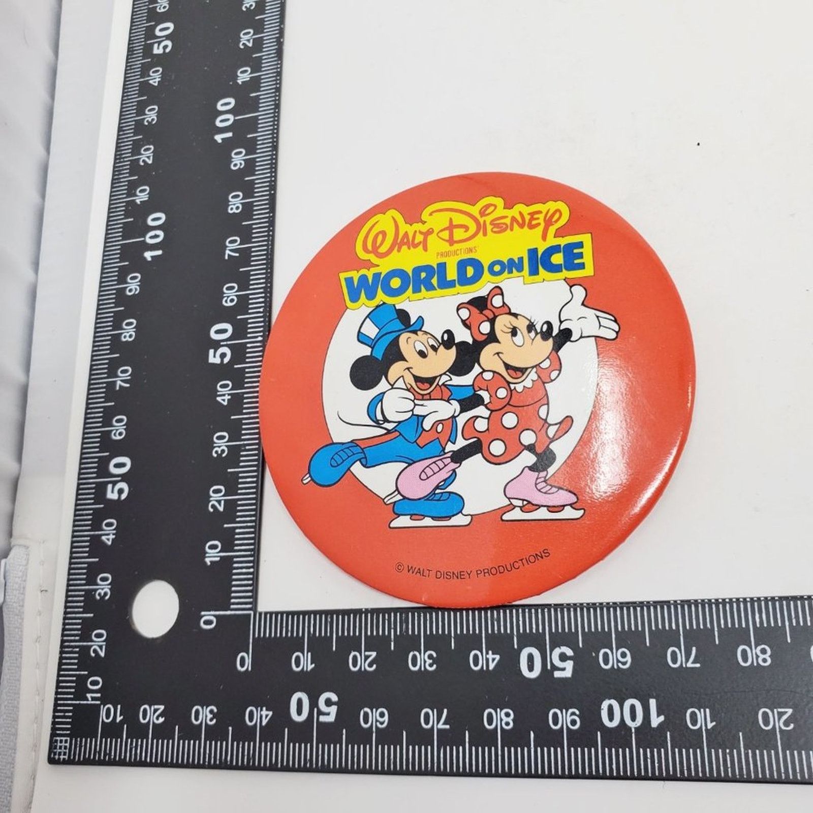 Disney VTG 80s Disney Production Word on Ice Minnie & Mickey Button Size ONE SIZE - 8 Thumbnail