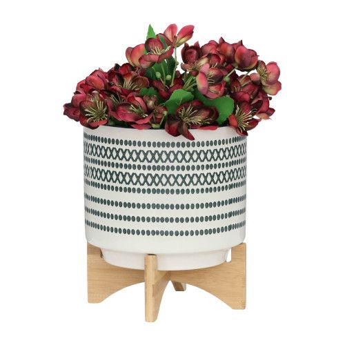 Designer × Homemade CERAMIC 10" PLANTER ON STANDW/ DOTS, BLUE Size US L / EU 52-54 / 3 - 4 Thumbnail