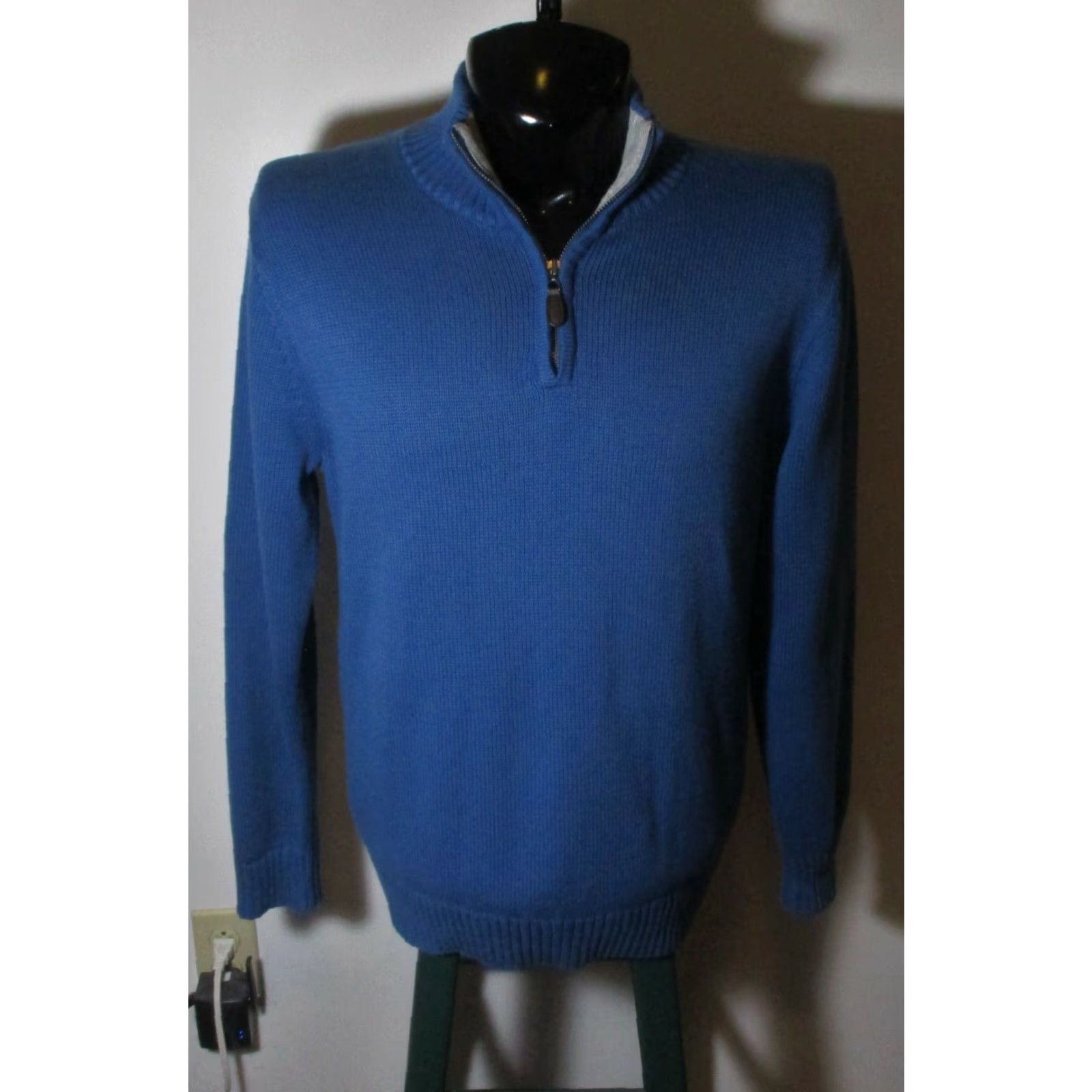 Vintage L.L. Bean Blue 100% Cotton Long Sleeve 1/2 Zip Sweater Size M Reg. Mens Shirt Size US M / EU 48-50 / 2 - 2 Thumbnail