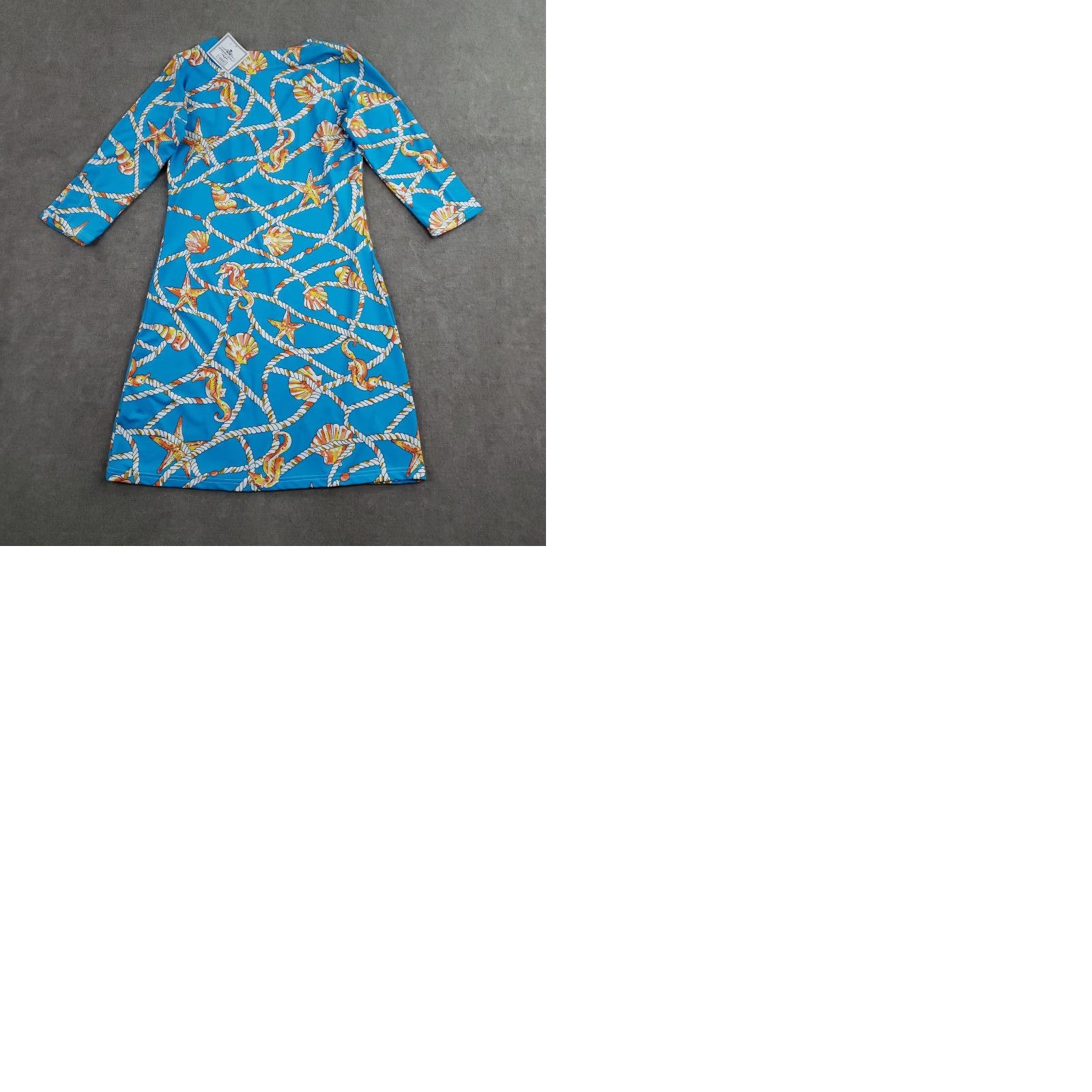 Nautica Barbara Gerwit Dress Womens Small Blue Nautical Rope Seashell Shift 3/4 Sleeve Size S / US 4 / IT 40 - 9 Thumbnail