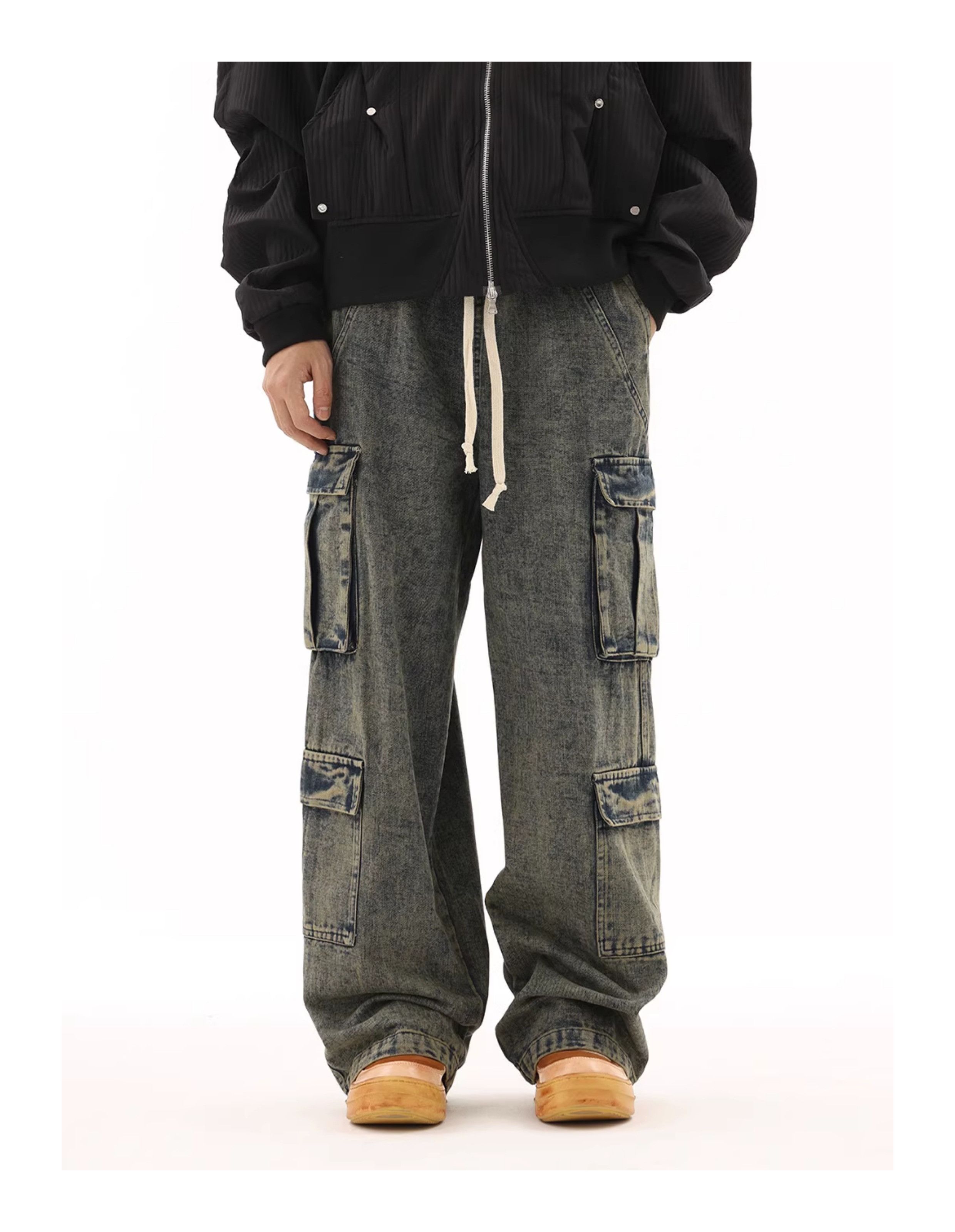Designer × Japanese Brand × Vintage multi pocket faded baggy cargo jeans Size US 34 / EU 50 - 4 Thumbnail