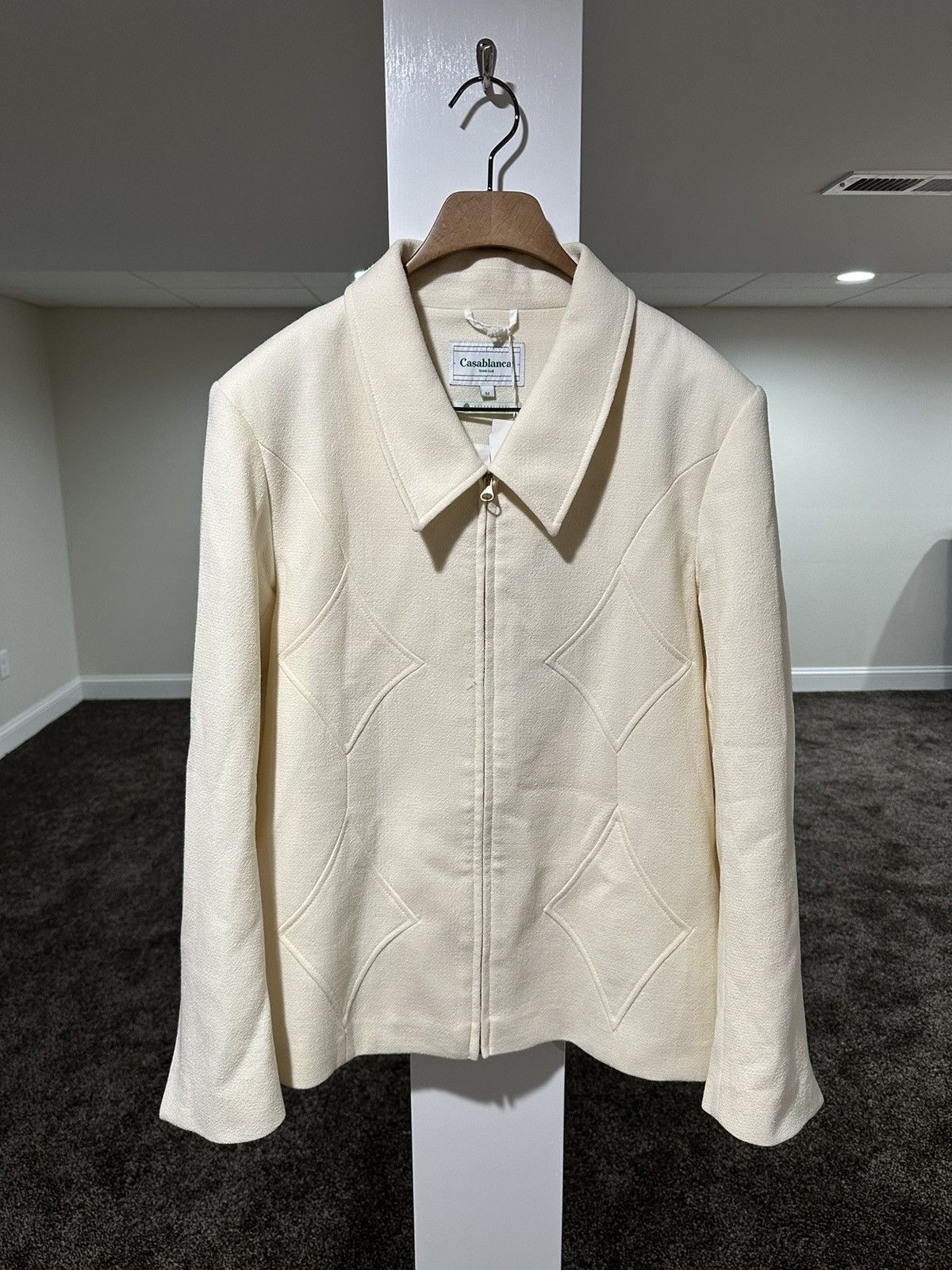 Casablanca Casablanca Diamond-Applique Off White Zip-Up Jacket Size US L / EU 52-54 / 3 - 1 Thumbnail