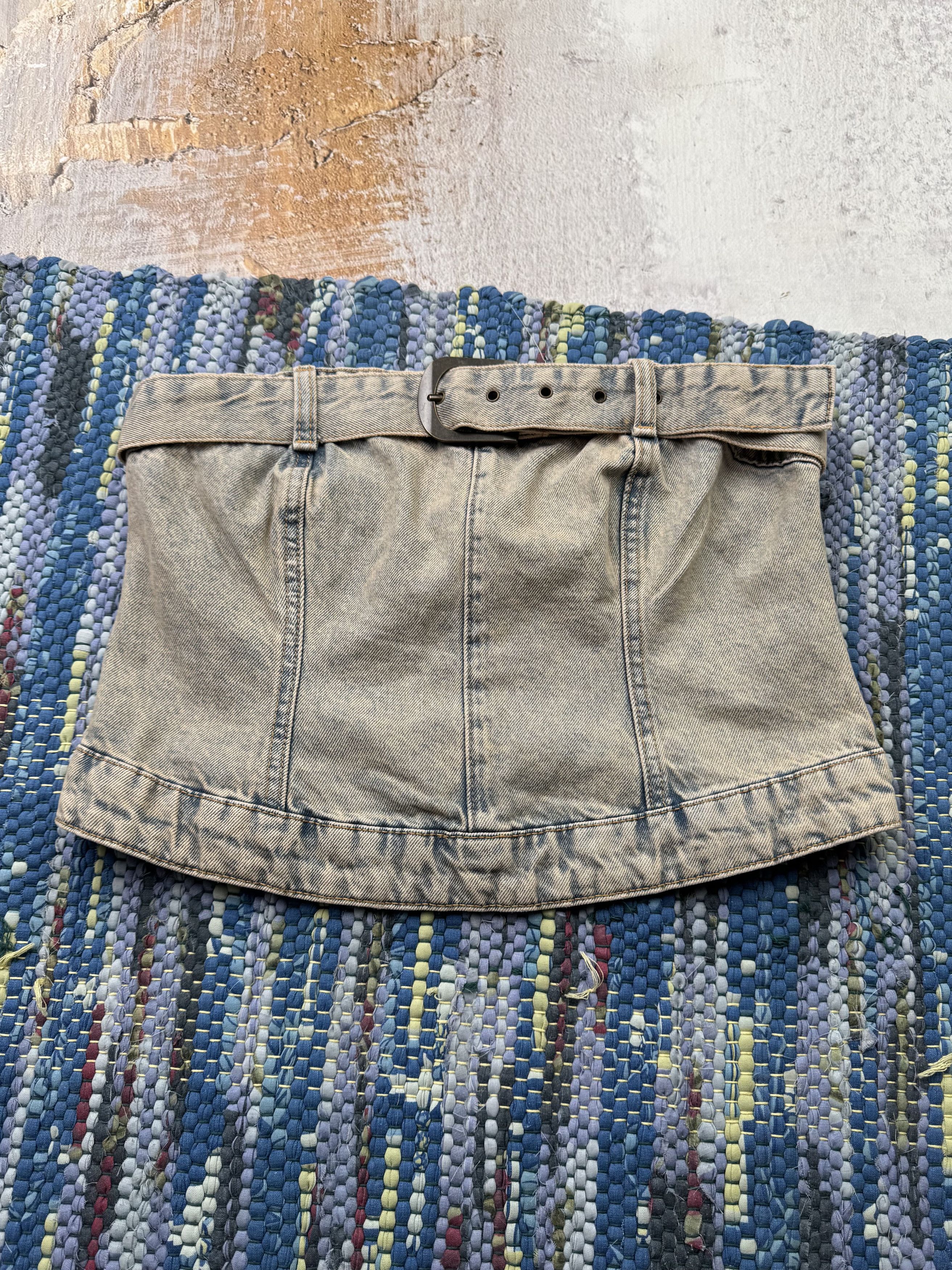 Vintage Vintage Faded Denim Crop Top With Straps A626D15(266) Size S / US 4 / IT 40 - 1 Thumbnail