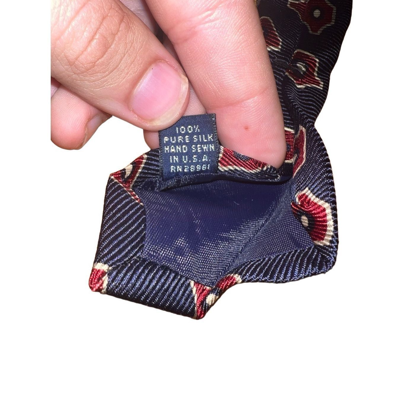 Burberry Burberry London Vintage Navy & Red Geometric Handmade 100% S Size ONE SIZE - 5 Thumbnail