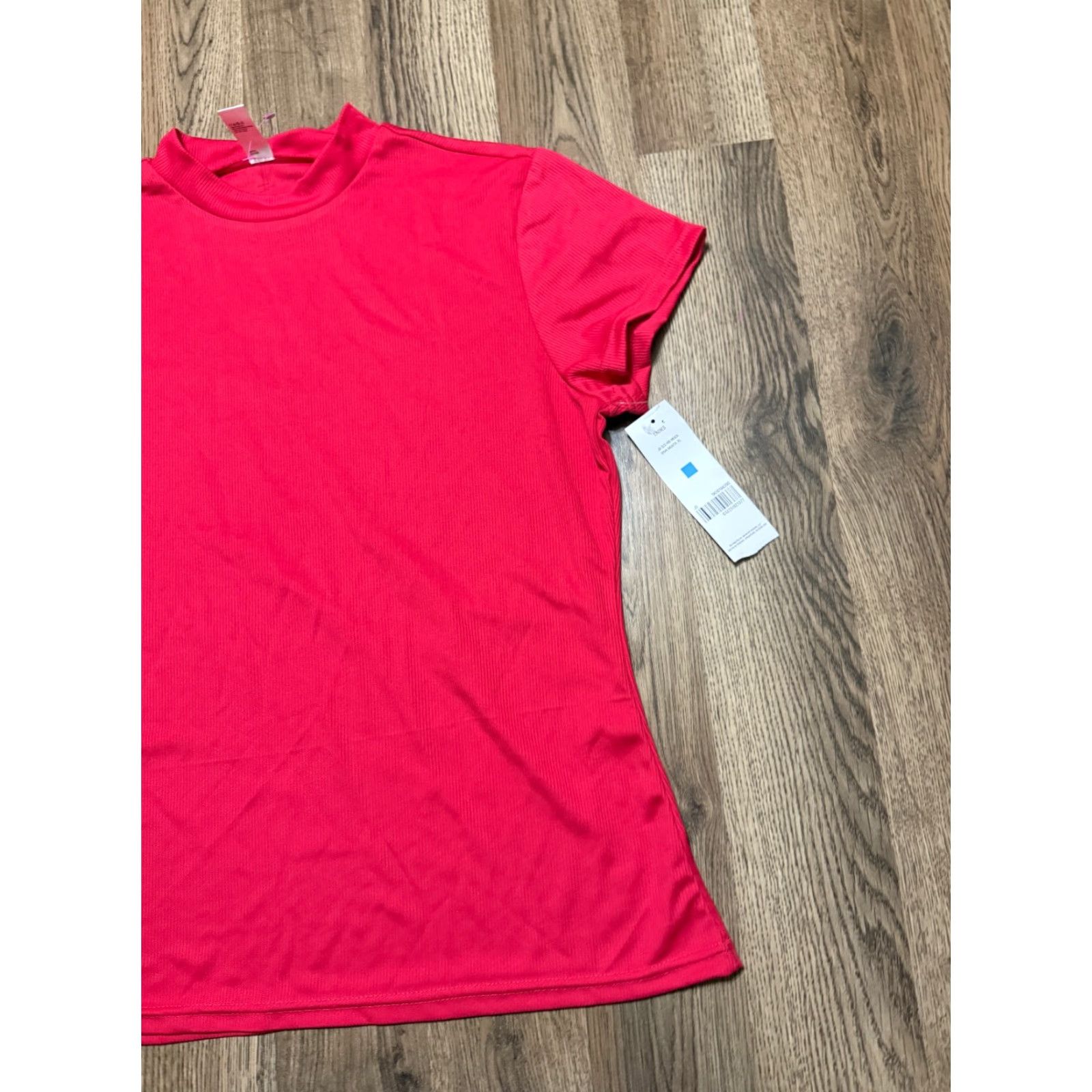 Vintage Just Be Shirt Women's Size XL Red Short Sleeve Rib Mock Neck NWT Size XL / US 12-14 / IT 48-50 - 4 Thumbnail