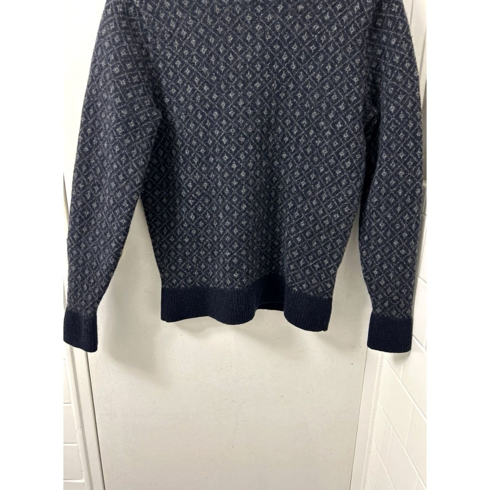 Vintage J Crew Sweater Mens L Blue Navy Gray Lambswool Diamond Knit Crewneck E1356 FA15 Size US L / EU 52-54 / 3 - 3 Thumbnail