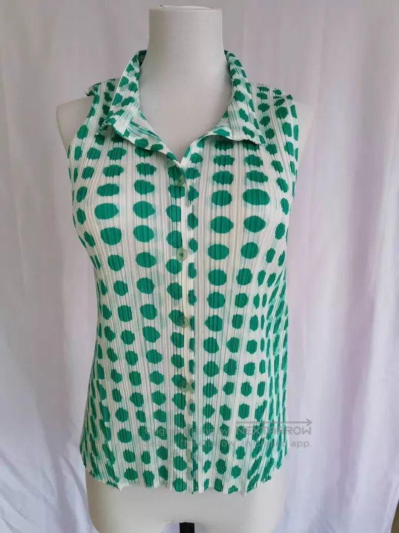 Issey Miyake Issey Miyake Polka Dot Stand Collar Sleeveless Shirt Size L / US 10 / IT 46 - 9 Thumbnail