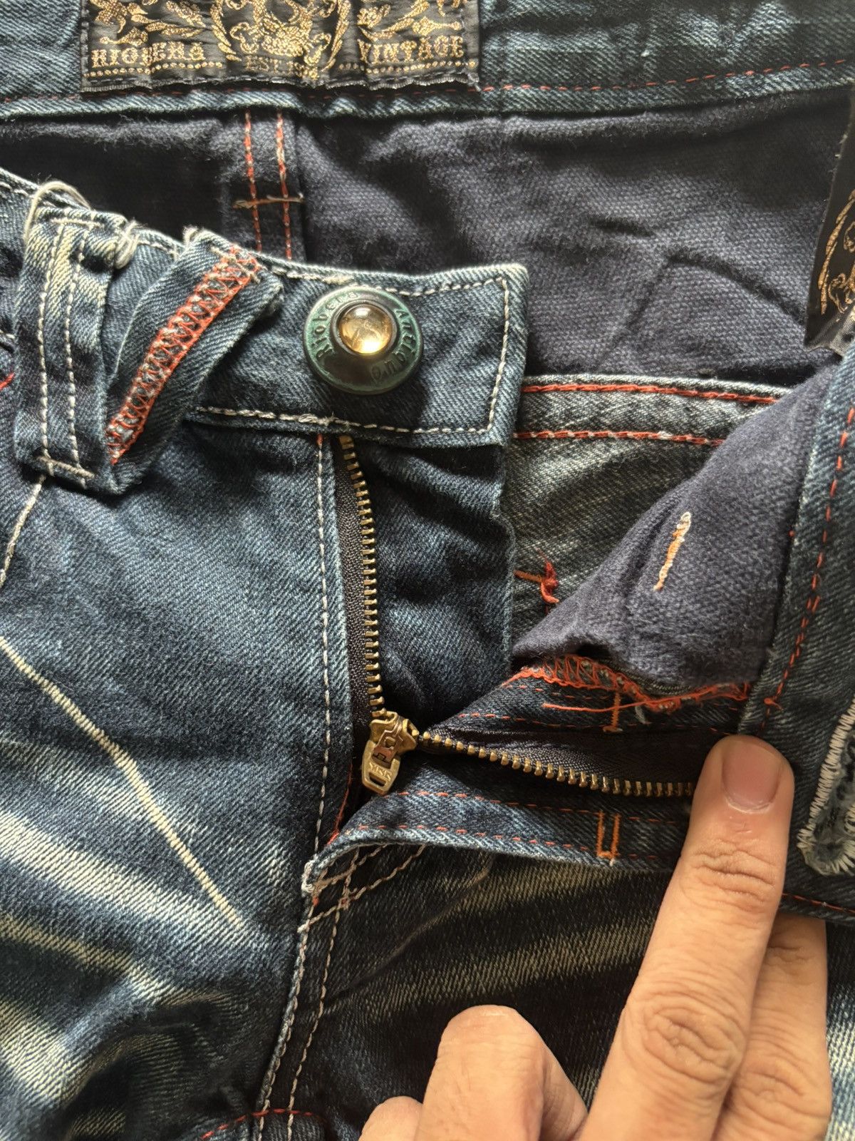 If Six Was Nine RIOBERA vintage flare jeans sick spellout back japanese punk Size US 29 - 4 Thumbnail