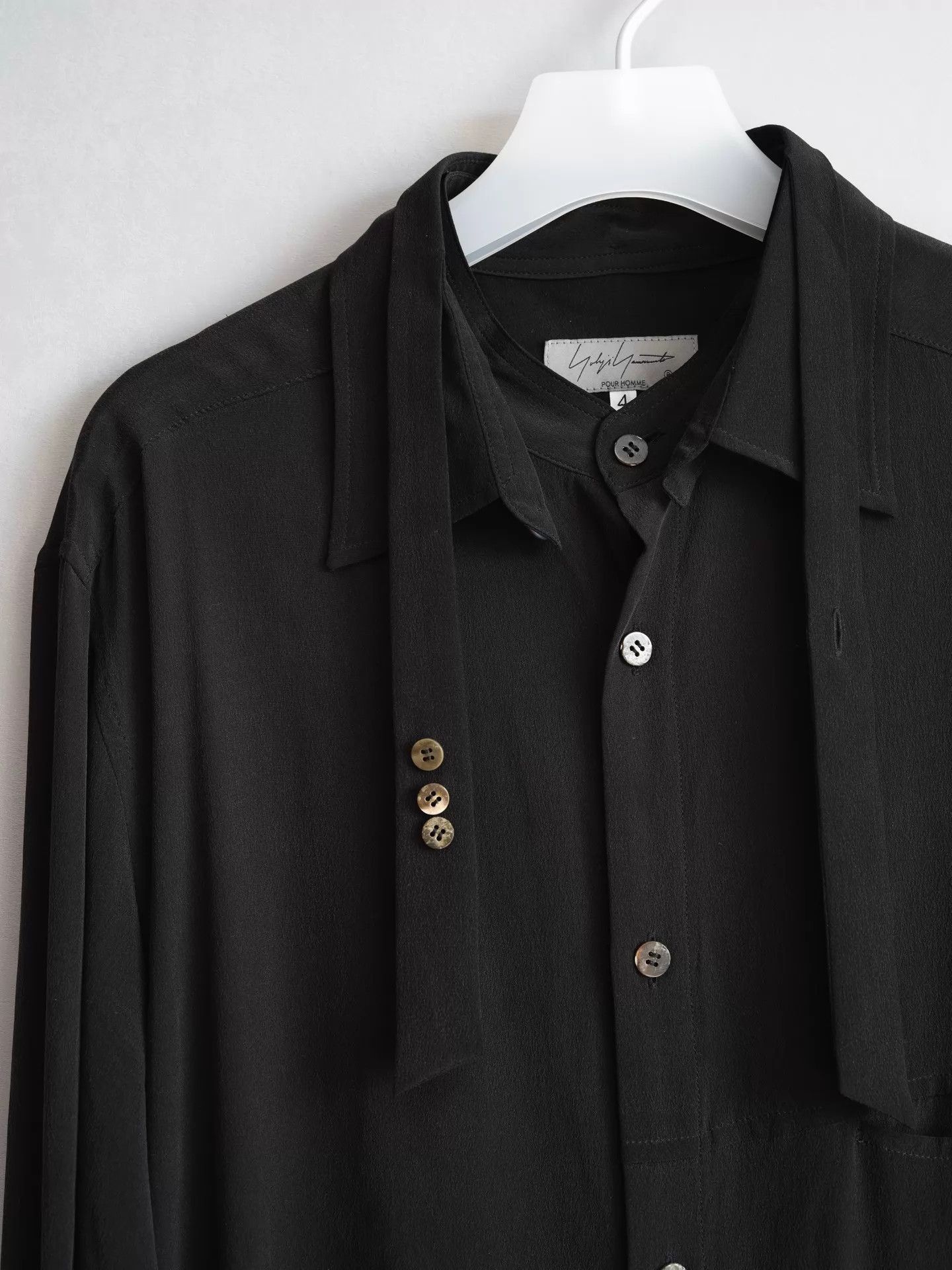 Yohji Yamamoto Yohji Yamamoto 24AW Double Collar Textured Silk Shirt Size US XL / EU 56 / 4 - 4 Thumbnail